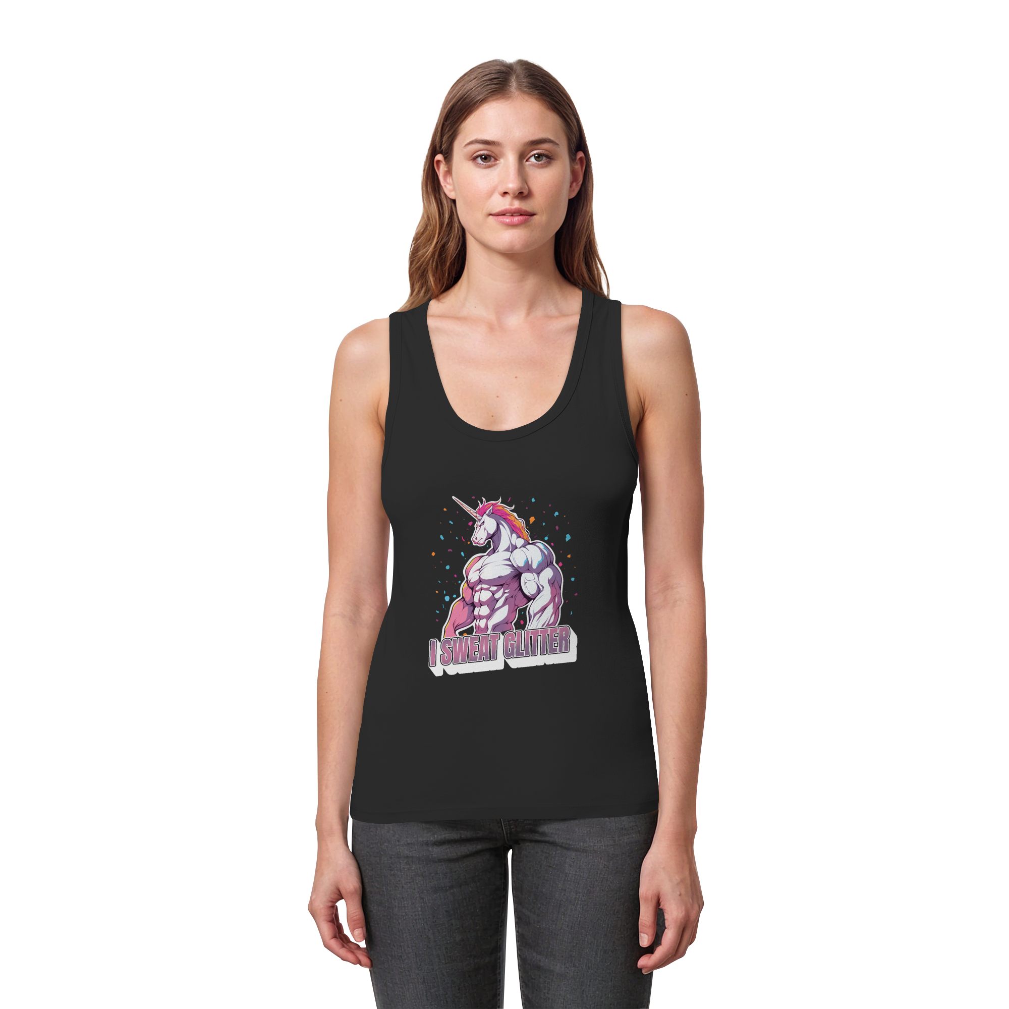I sweat Glitter - Womens Organic Fitted Tank Top