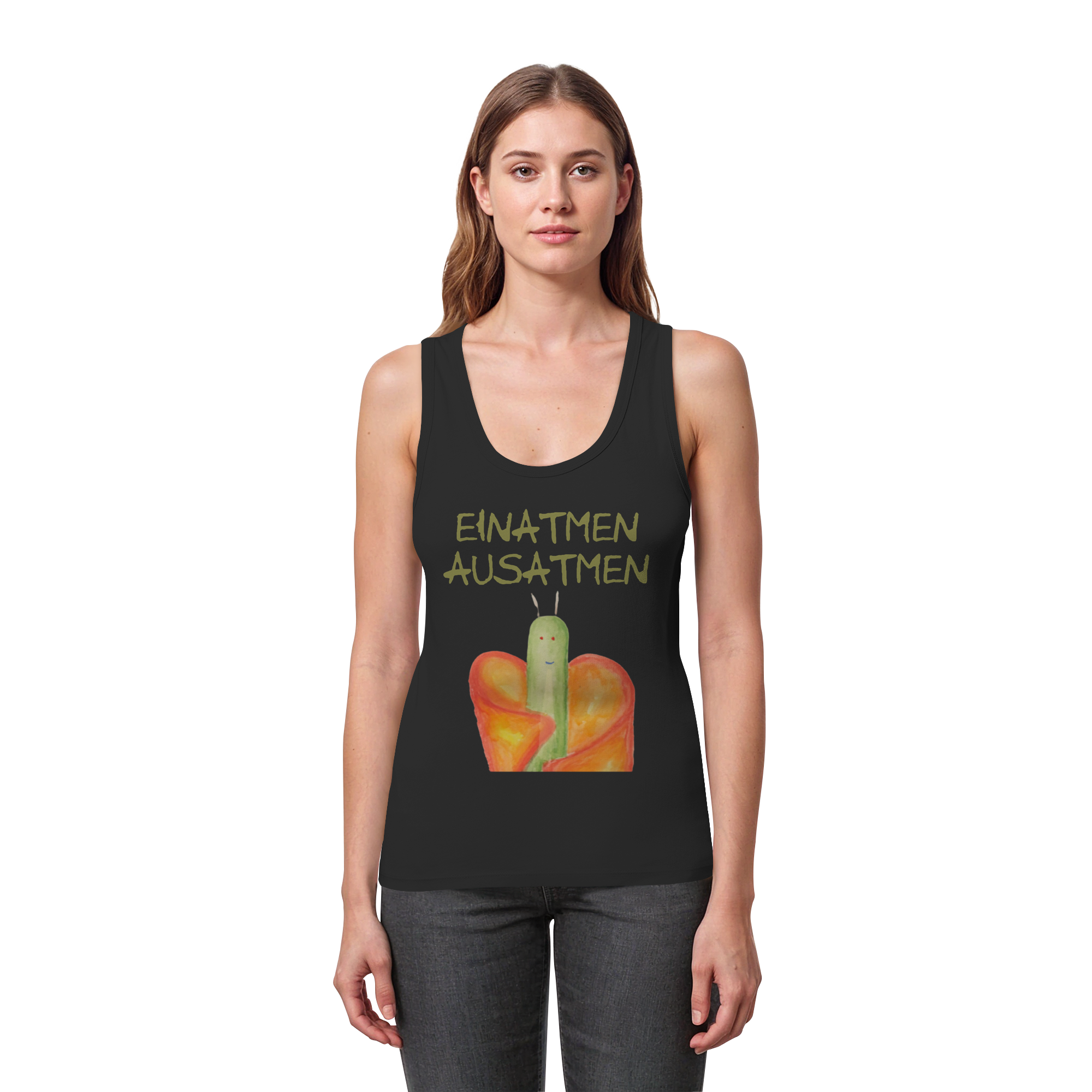 Einatmen Ausatmen "Schmetterline Jona Edition" - Womens Organic Fitted Tank Top