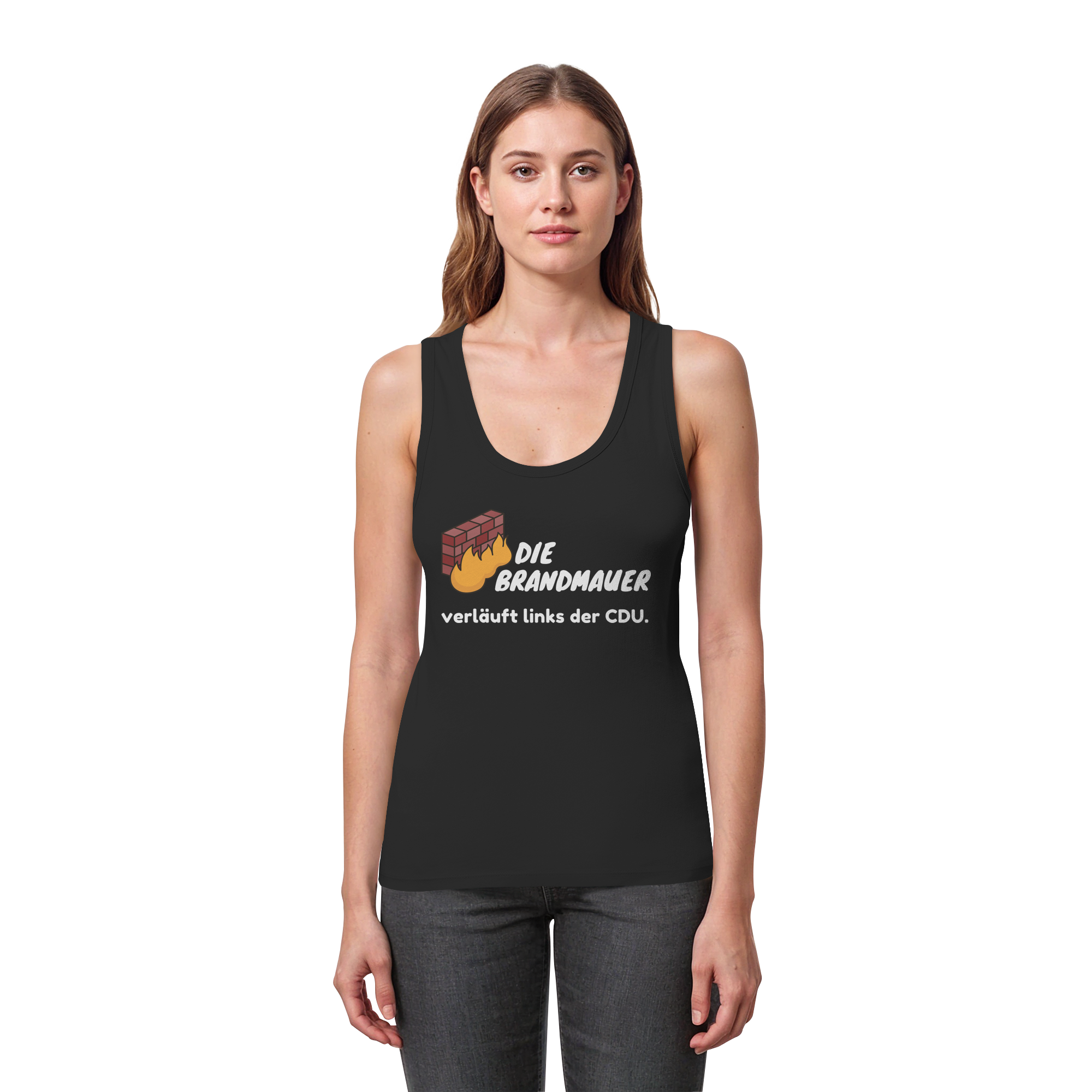 Brandmauer (weiße Schrift) - Womens Organic Fitted Tank Top