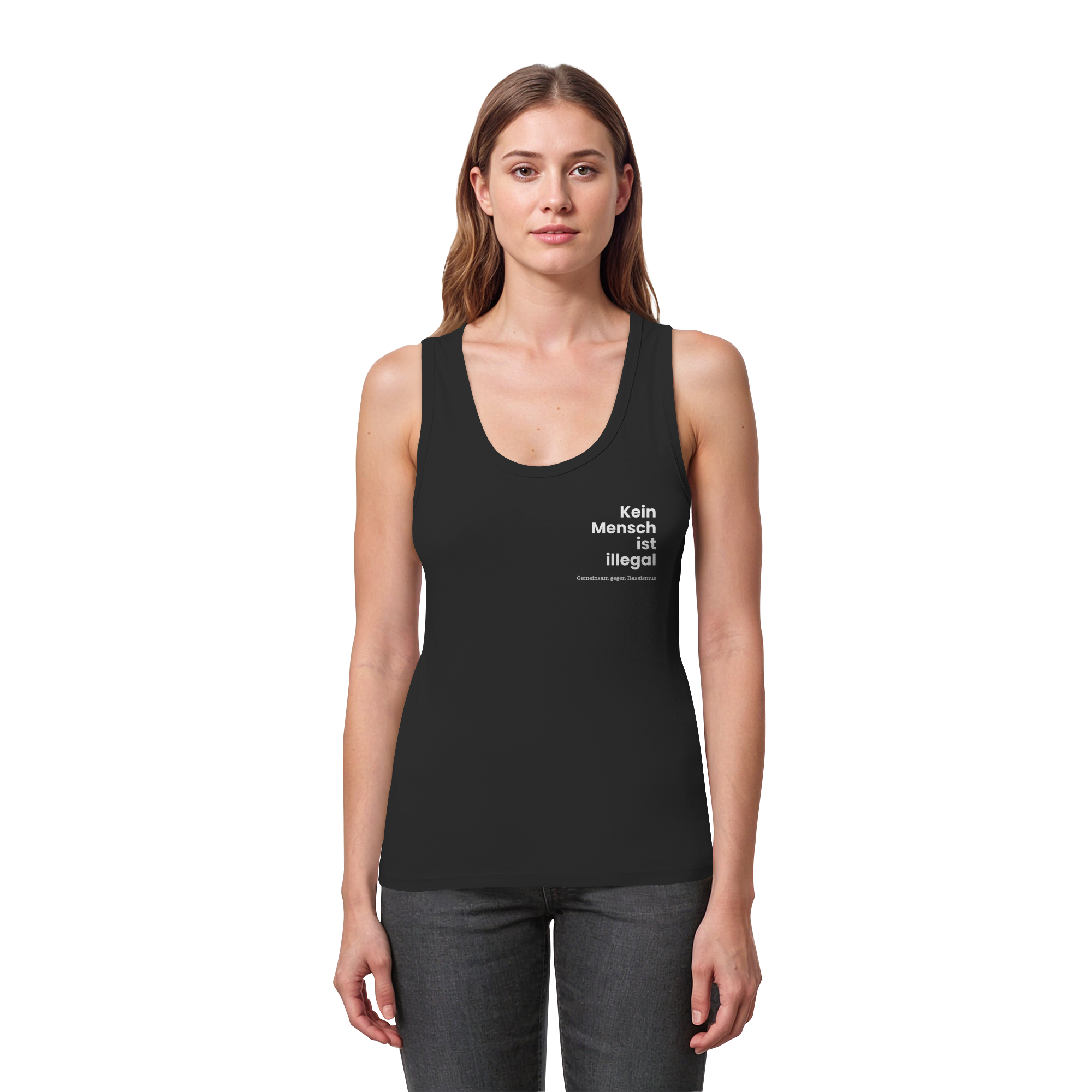 Kein Mensch ist illegal "Gemeinsam gegen Rassismus Edition" Brustprint - Womens Organic Fitted Tank Top