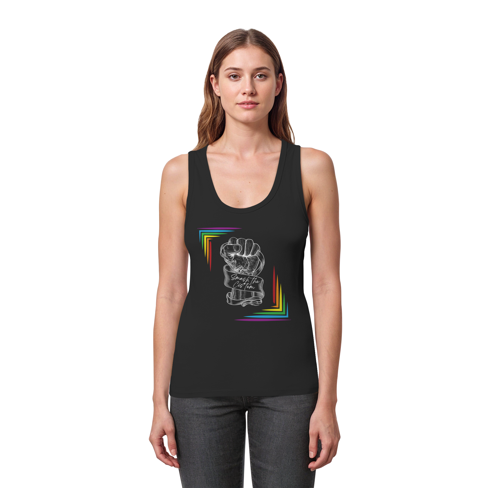 Smash The Cistem (weiße Schrift) - Womens Organic Fitted Tank Top