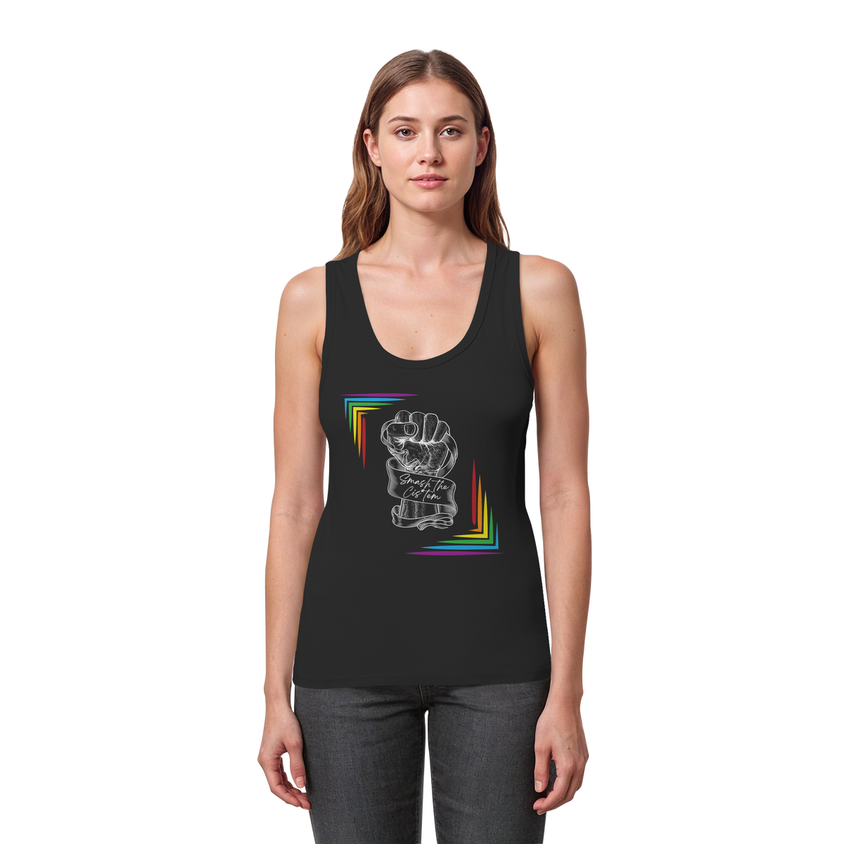 Smash The Cistem (weiße Schrift) - Womens Organic Fitted Tank Top