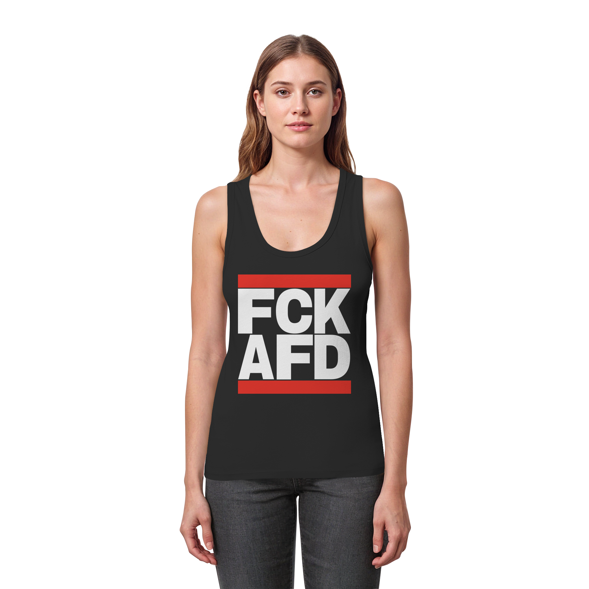FCK AFD (weiße Schrift) - Womens Organic Fitted Tank Top
