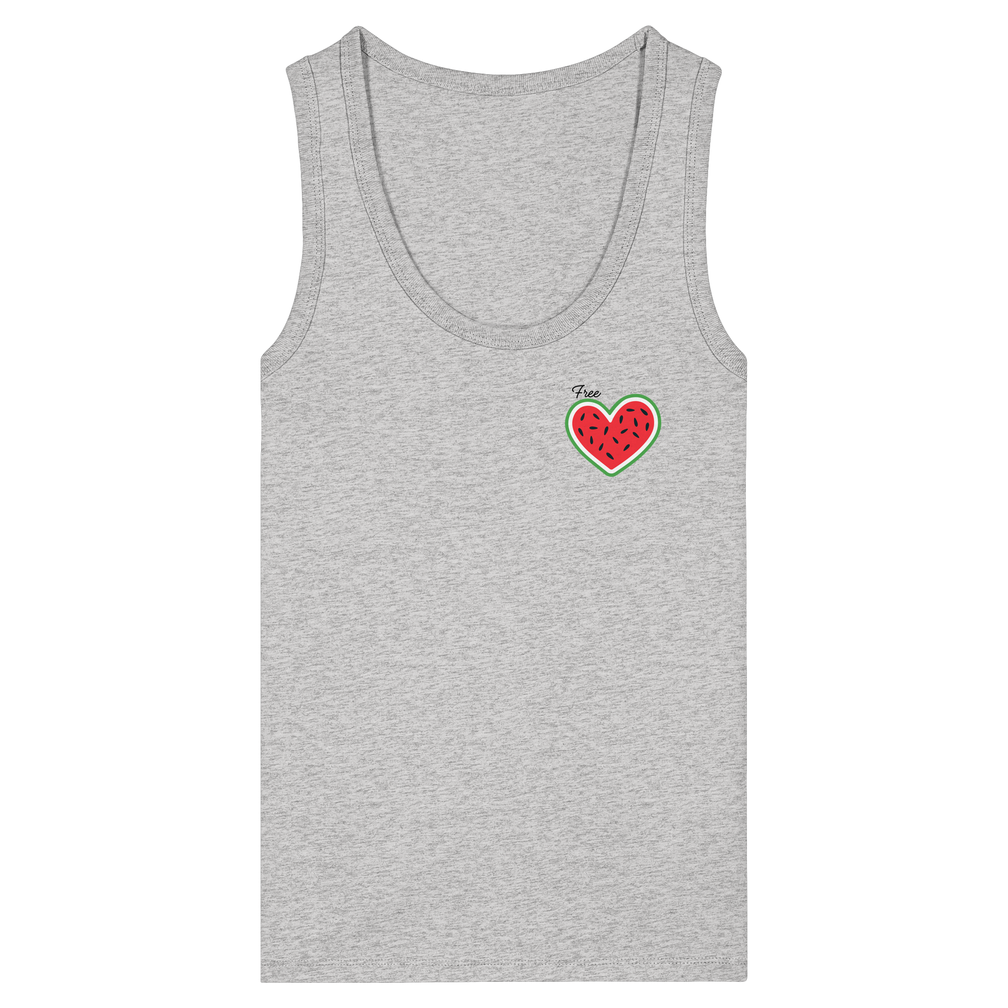 Free Palestine "Melon Heart Edition" - Womens Organic Fitted Tank Top
