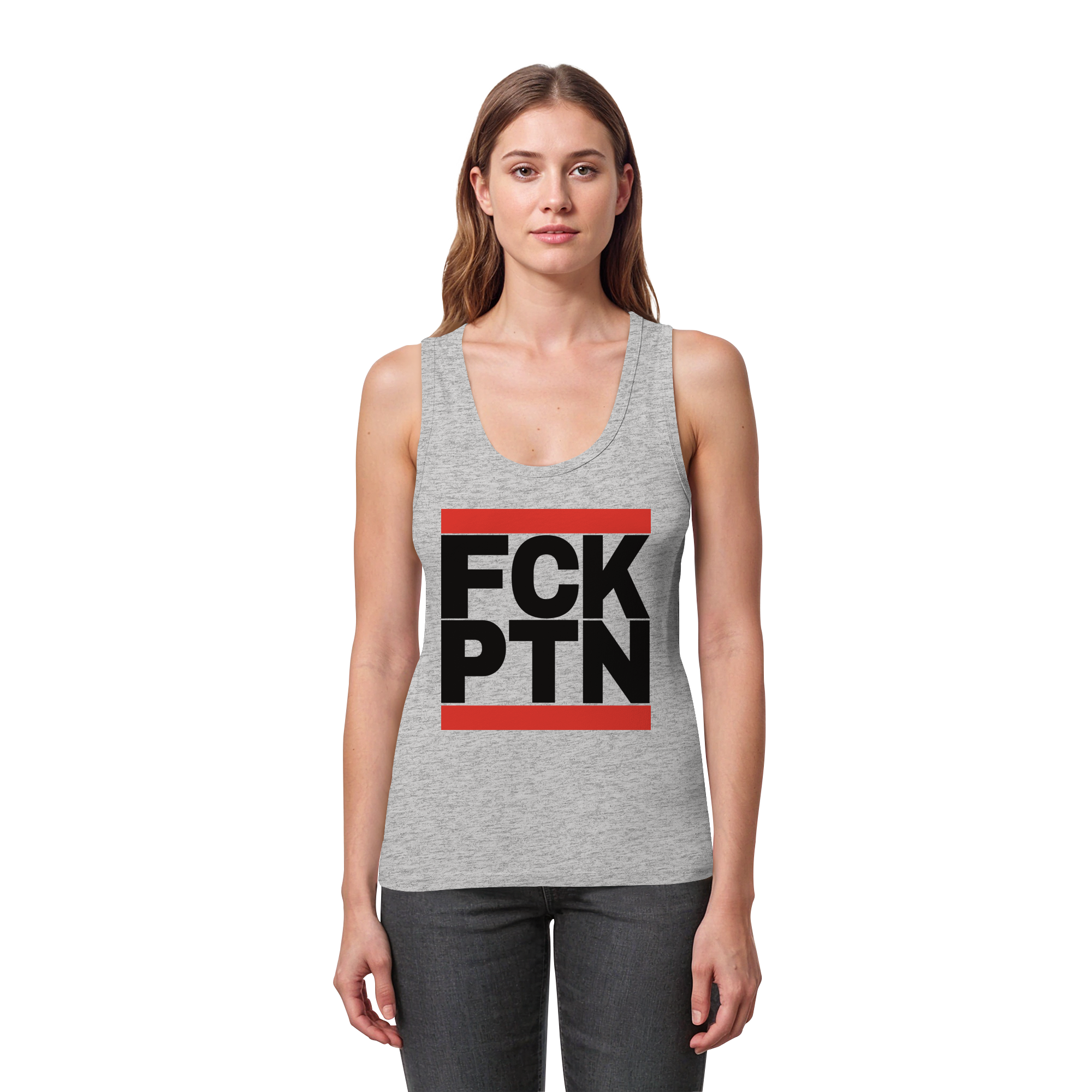 FCK PTN (schwarze Schrift) - Womens Organic Fitted Tank Top