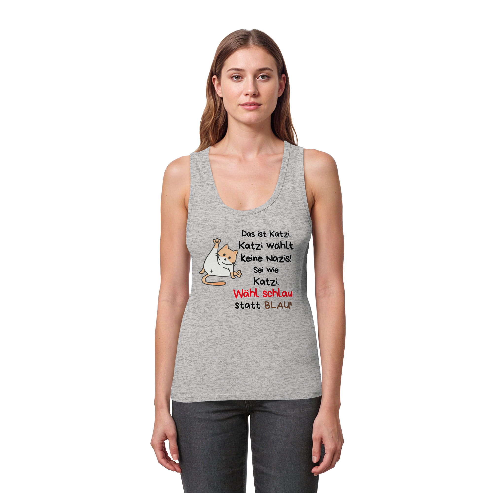 Katzi wählt keine Nazis! - Womens Organic Fitted Tank Top