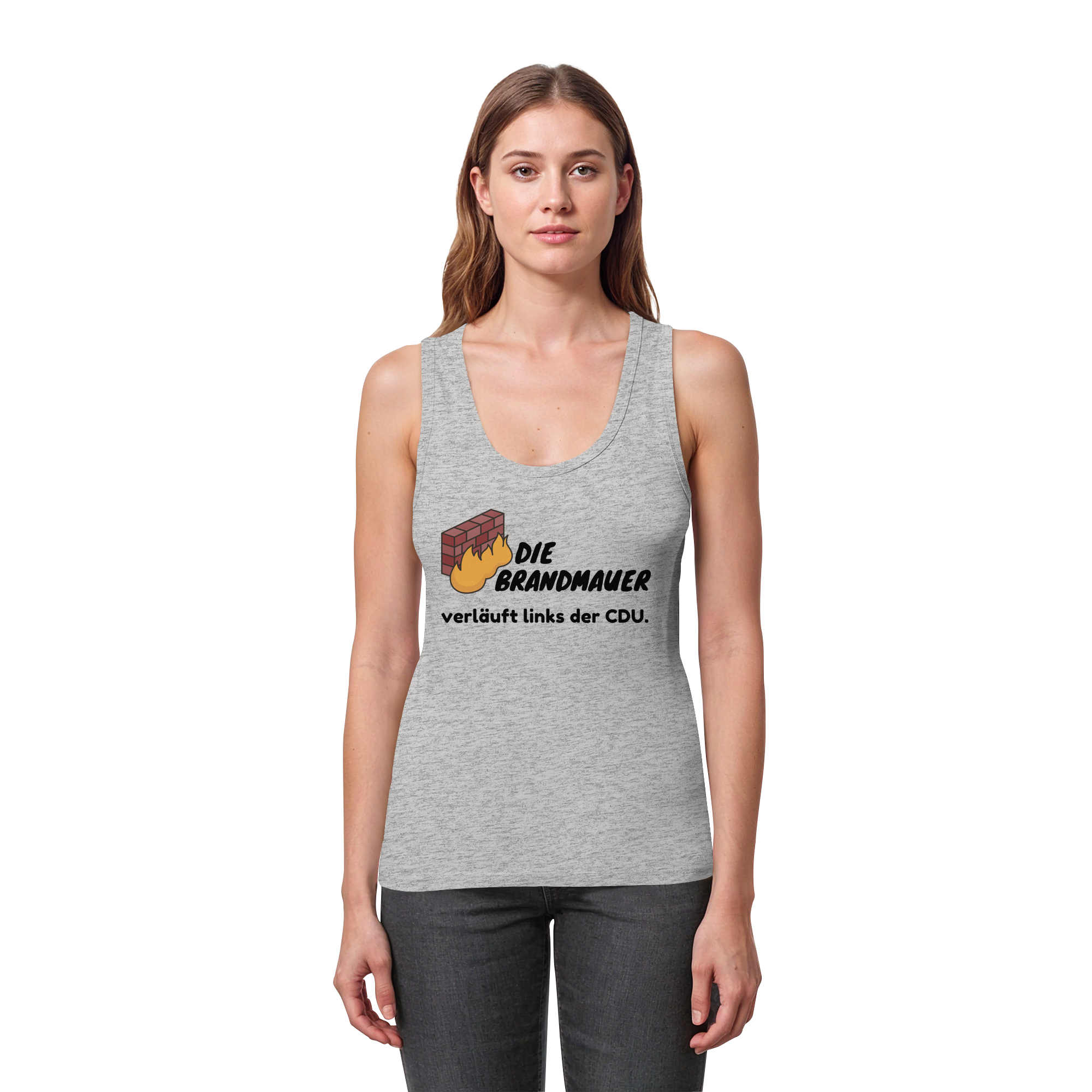 Brandmauer (schwarze Schrift) - Womens Organic Fitted Tank Top