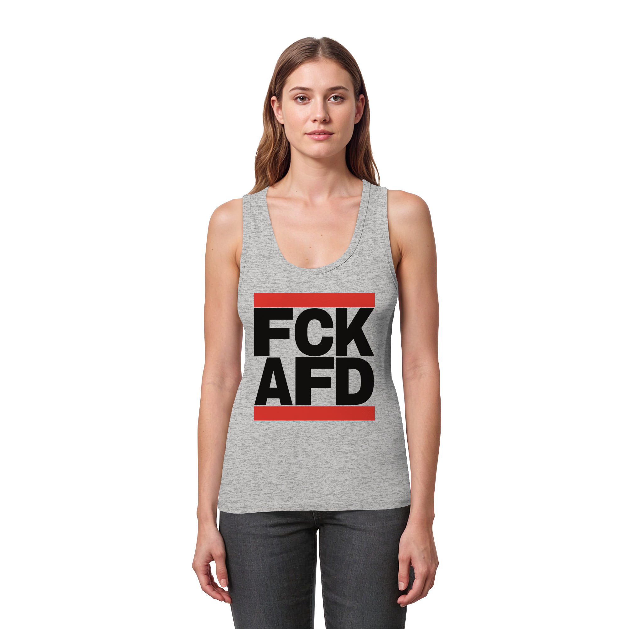 FCK AFD (schwarze Schrift) - Womens Organic Fitted Tank Top