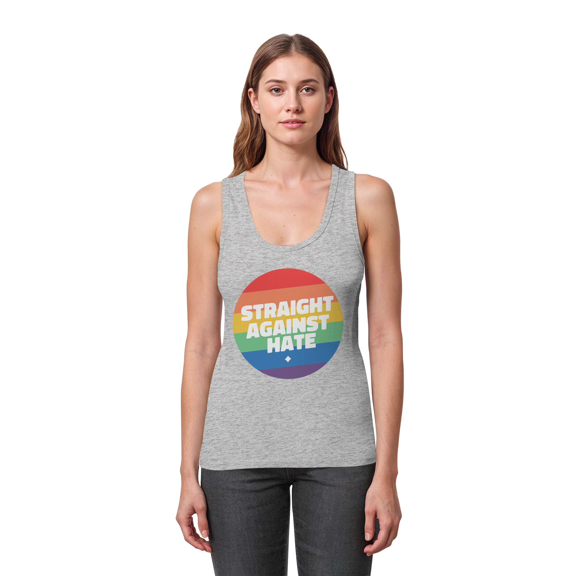 Straight Against Hate Badge - Womens Organic Fitted Tank Top