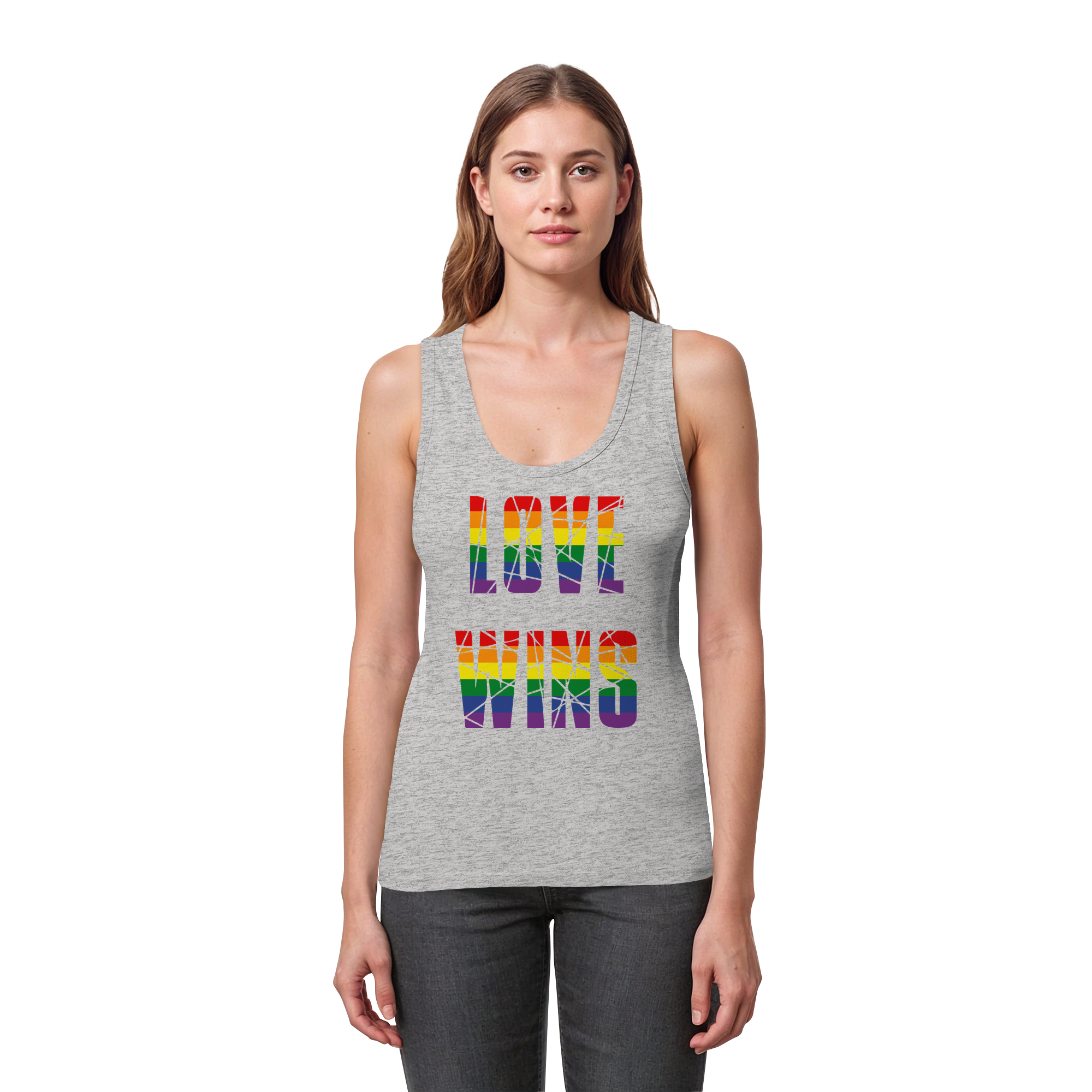 LOVE WINS in Regenbogen Farben - Womens Organic Fitted Tank Top