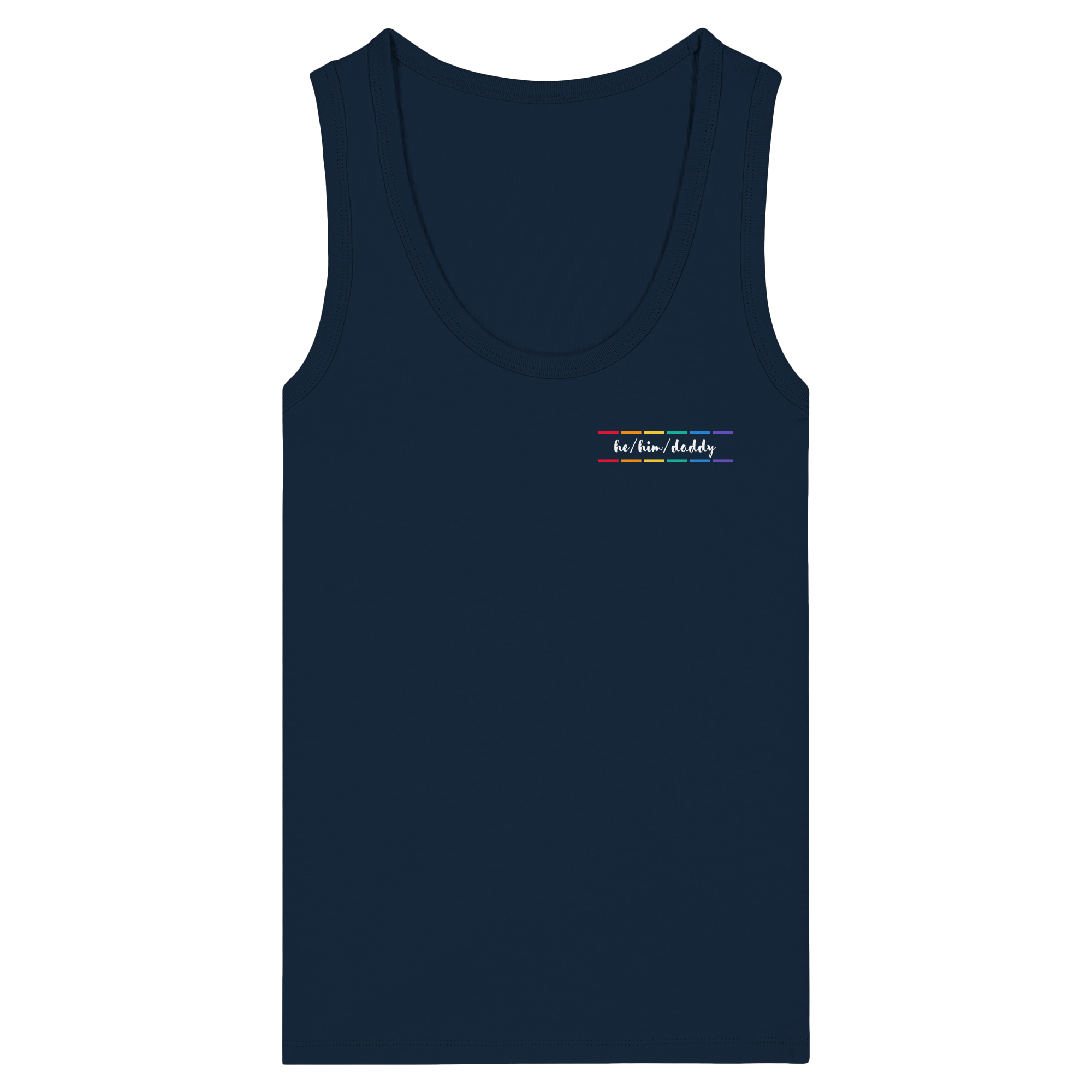 he/him/daddy "Pride Stripes Edition" - Womens Organic Fitted Tank Top
