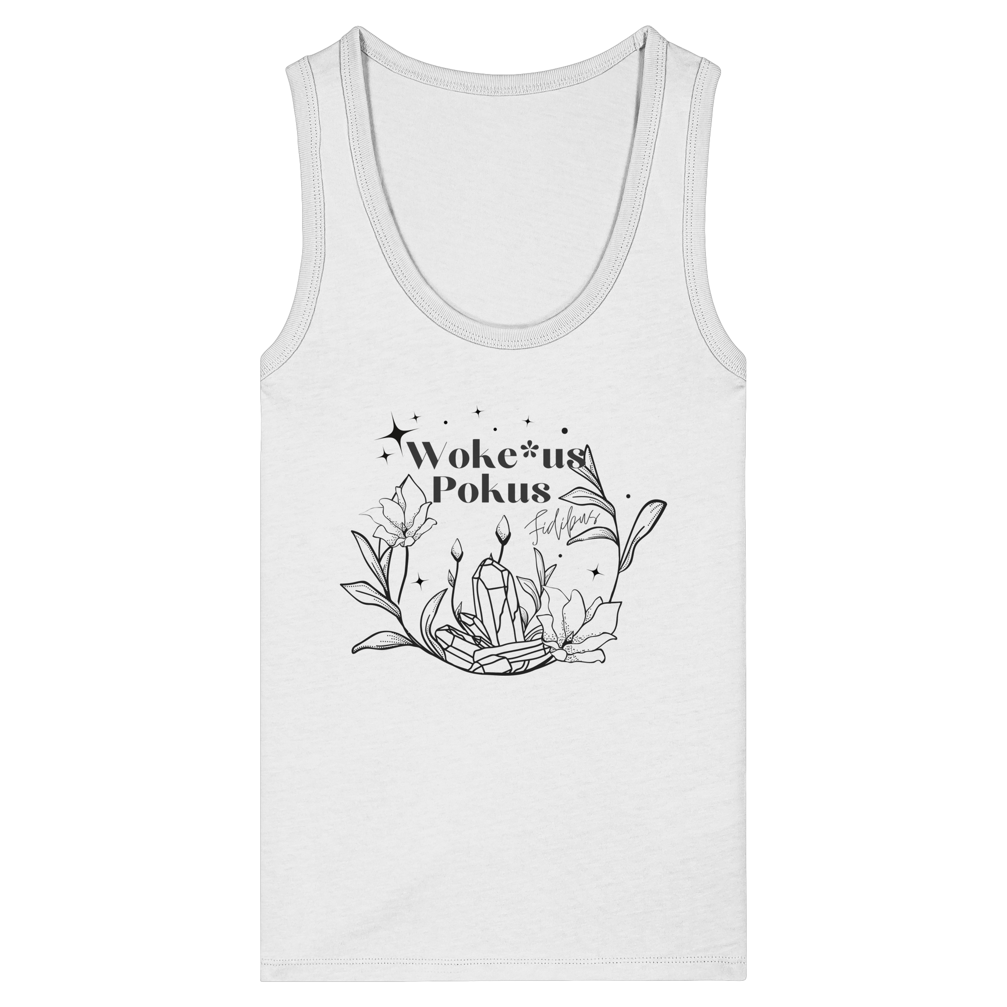 Woke*us Pokus (schwarze Schrift) - Womens Organic Fitted Tank Top