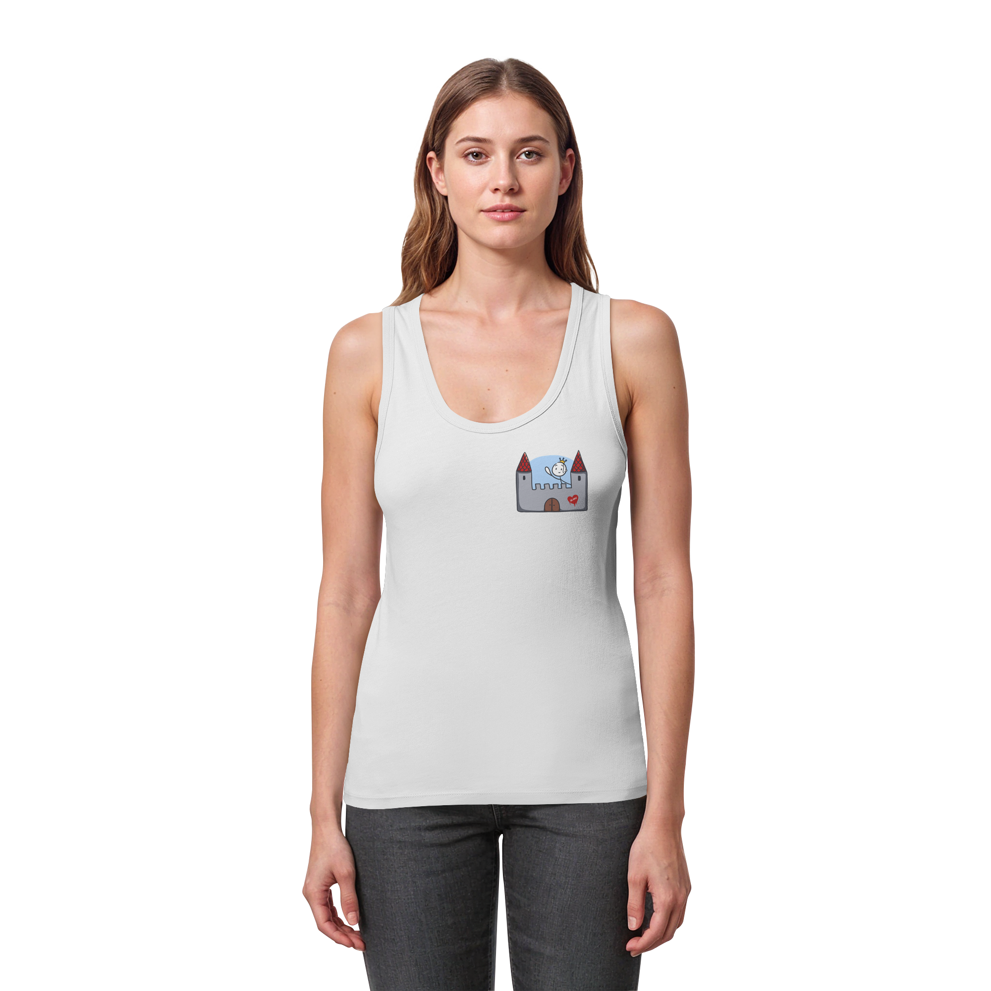 Hier und jetzt bin ich in Sicherheit "Schwarze Edition" Backprint - Womens Organic Fitted Tank Top