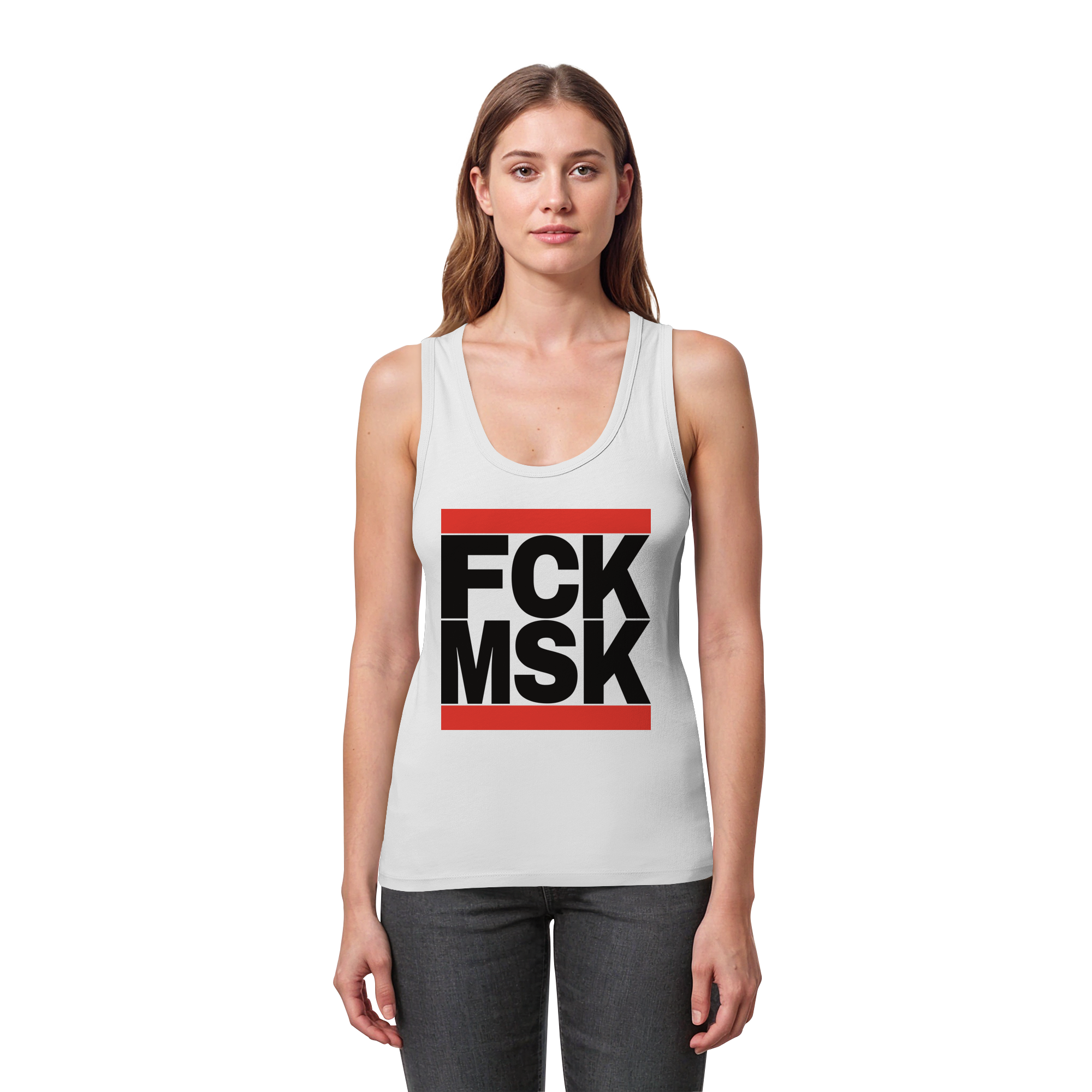 FCK MSK (schwarze Schrift) - Womens Organic Fitted Tank Top