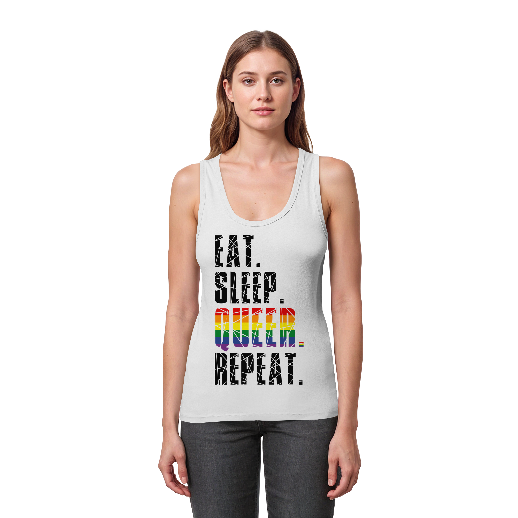 EAT. SLEEP. QUEER. REPEAT. - Womens Organic Fitted Tank Top