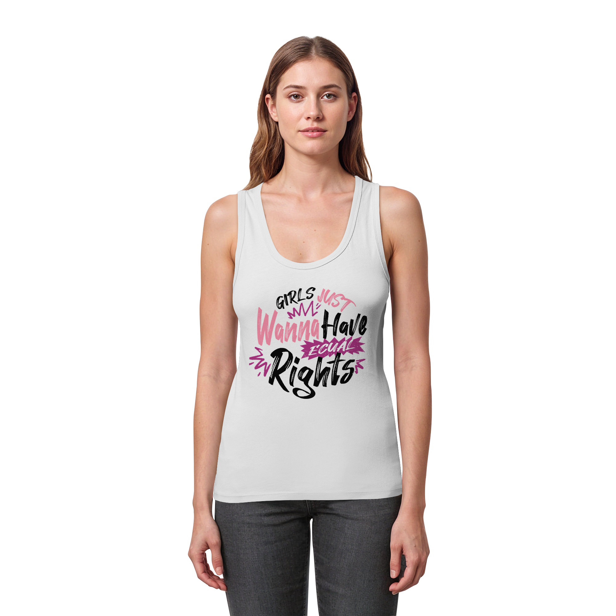 Girls Just Wanna Have Equal Rights - Womens Organic Fitted Tank Top