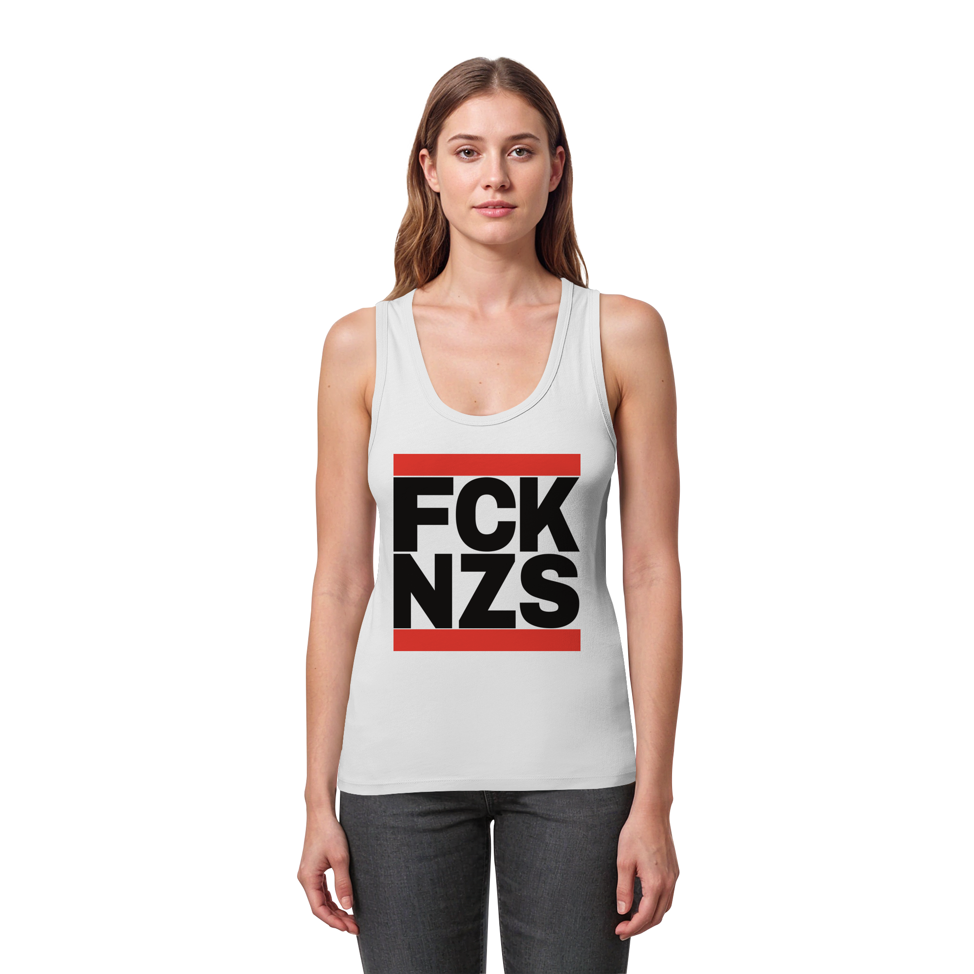 FCK NZS (schwarze Schrift) - Womens Organic Fitted Tank Top