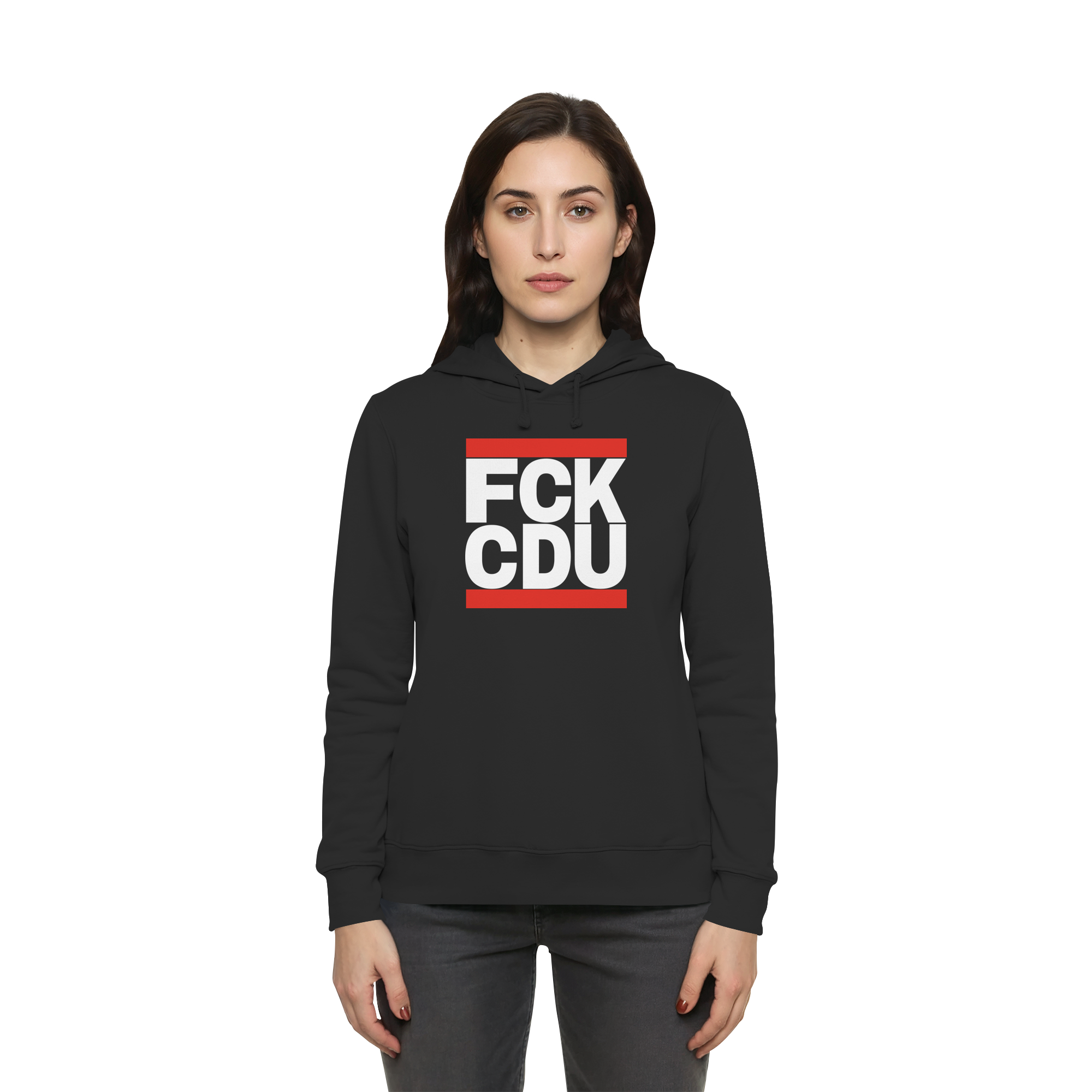 FCK CDU (weiße Schrift) - Womens Organic Hoodie B&C