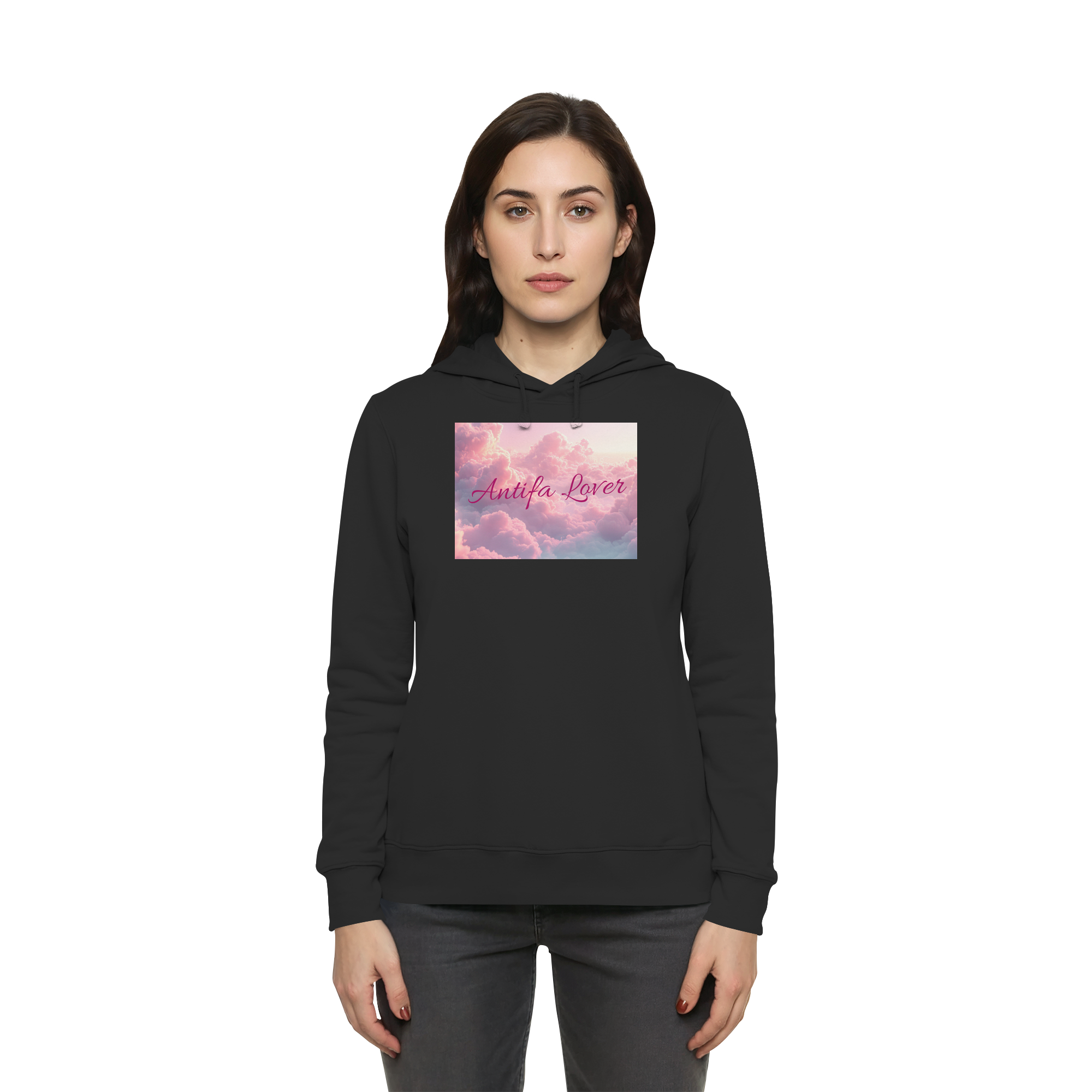 Antifa Lover Backprint - Womens Organic Hoodie B&C