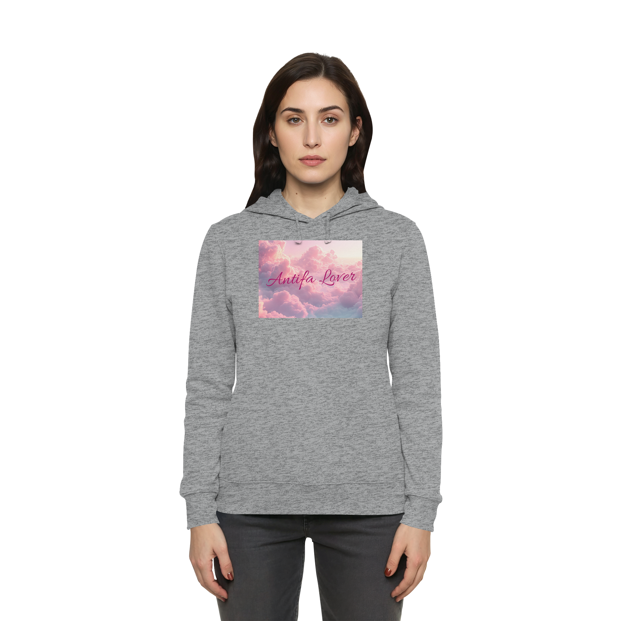 Antifa Lover Backprint - Womens Organic Hoodie B&C