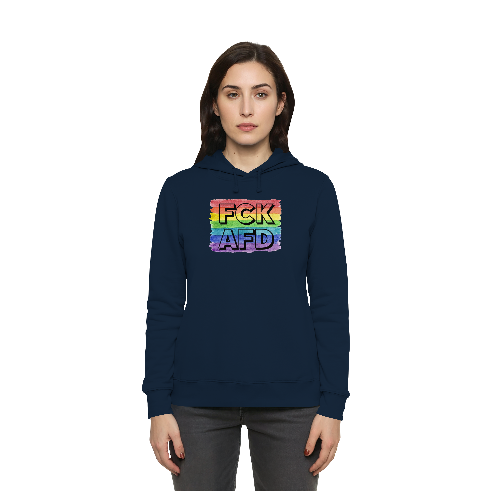 FCK AFD "Rainbow Resistance Edition" - Womens Organic Hoodie B&C
