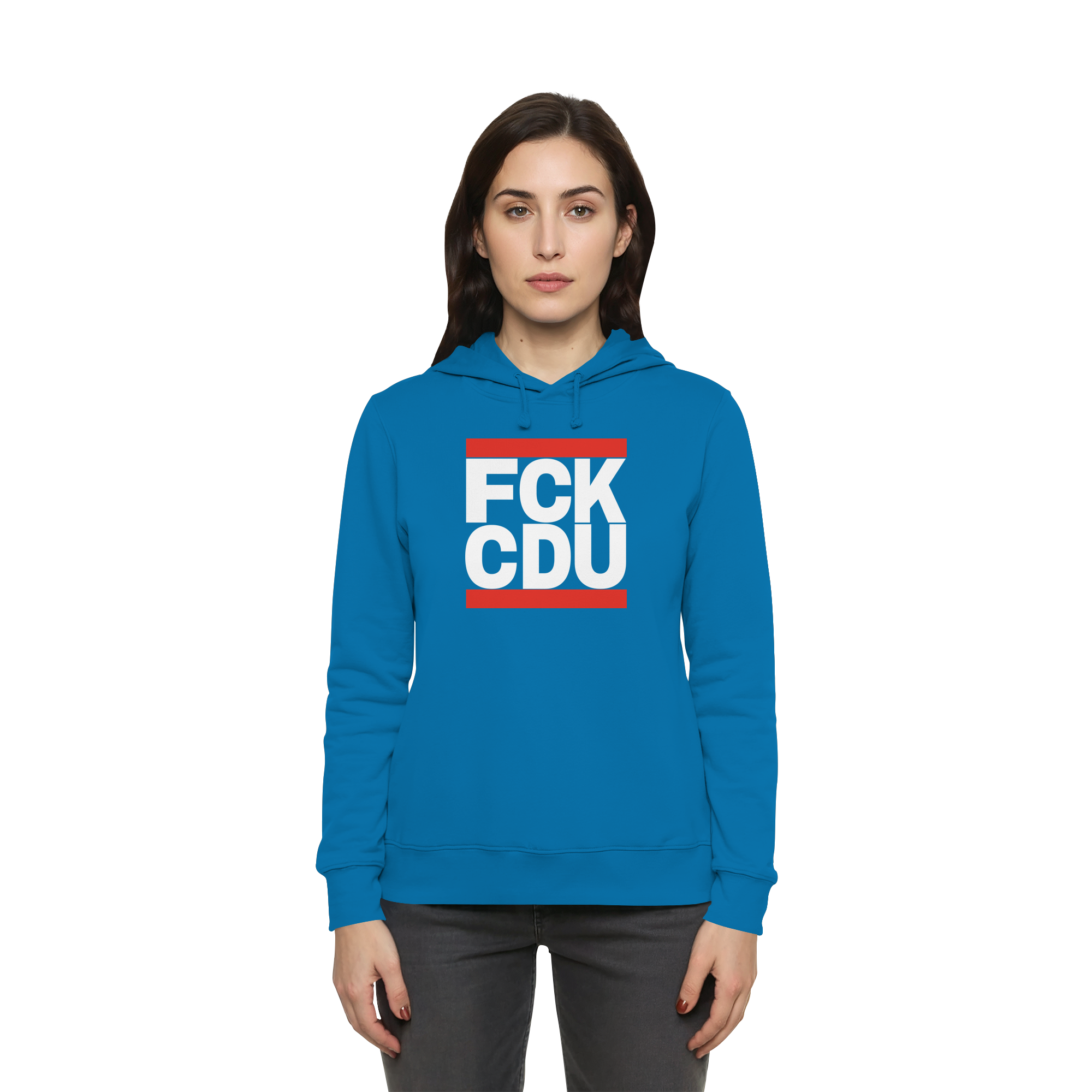 FCK CDU (weiße Schrift) - Womens Organic Hoodie B&C