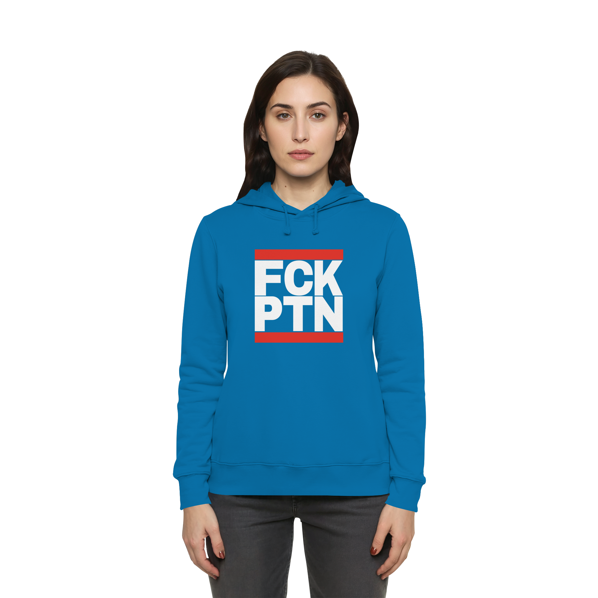 FCK PTN (weiße Schrift) - Womens Organic Hoodie B&C