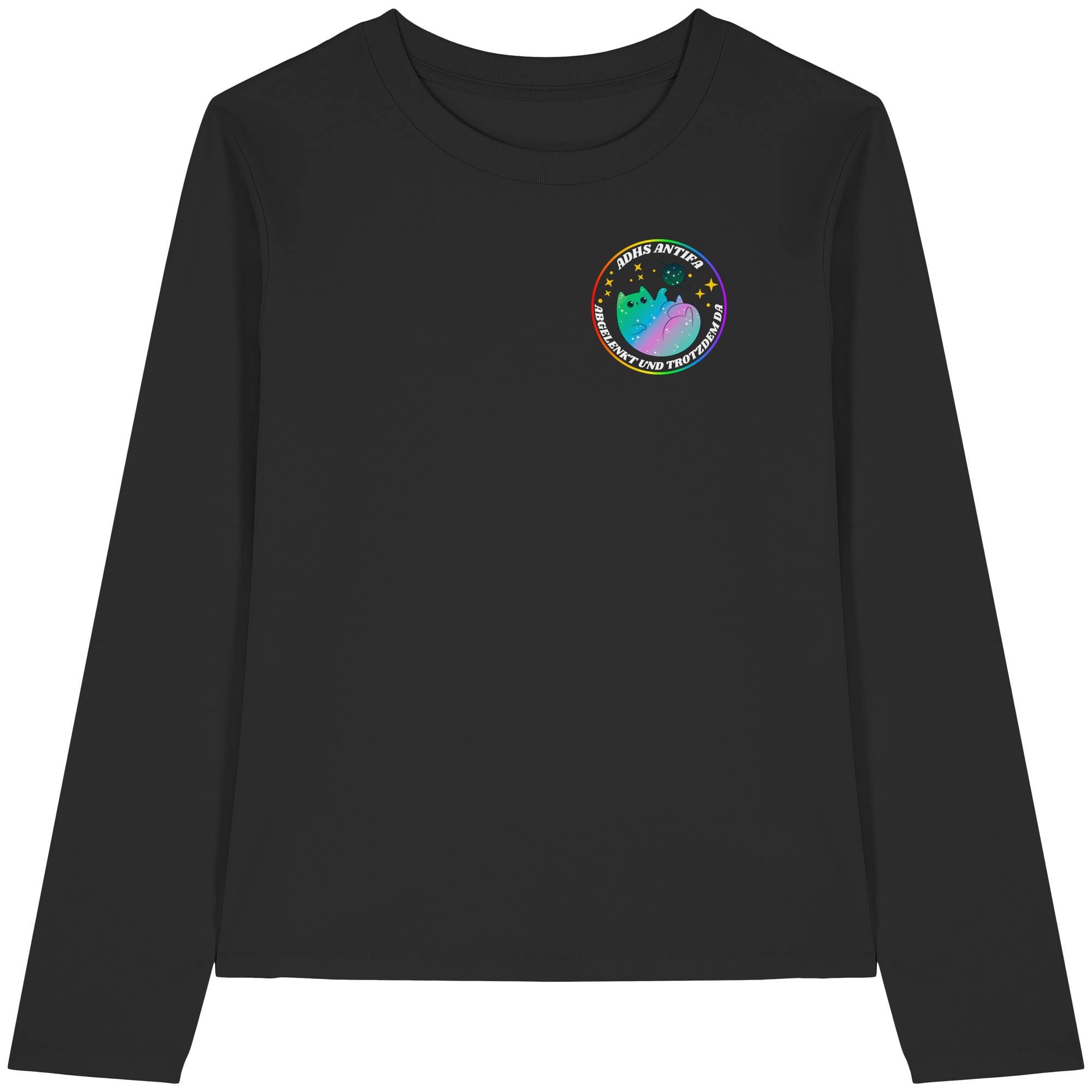 ADHS Antifa: Abgelenkt und trotzdem da "Space Cat Edition" - Womens Organic Longsleeve T-Shirt