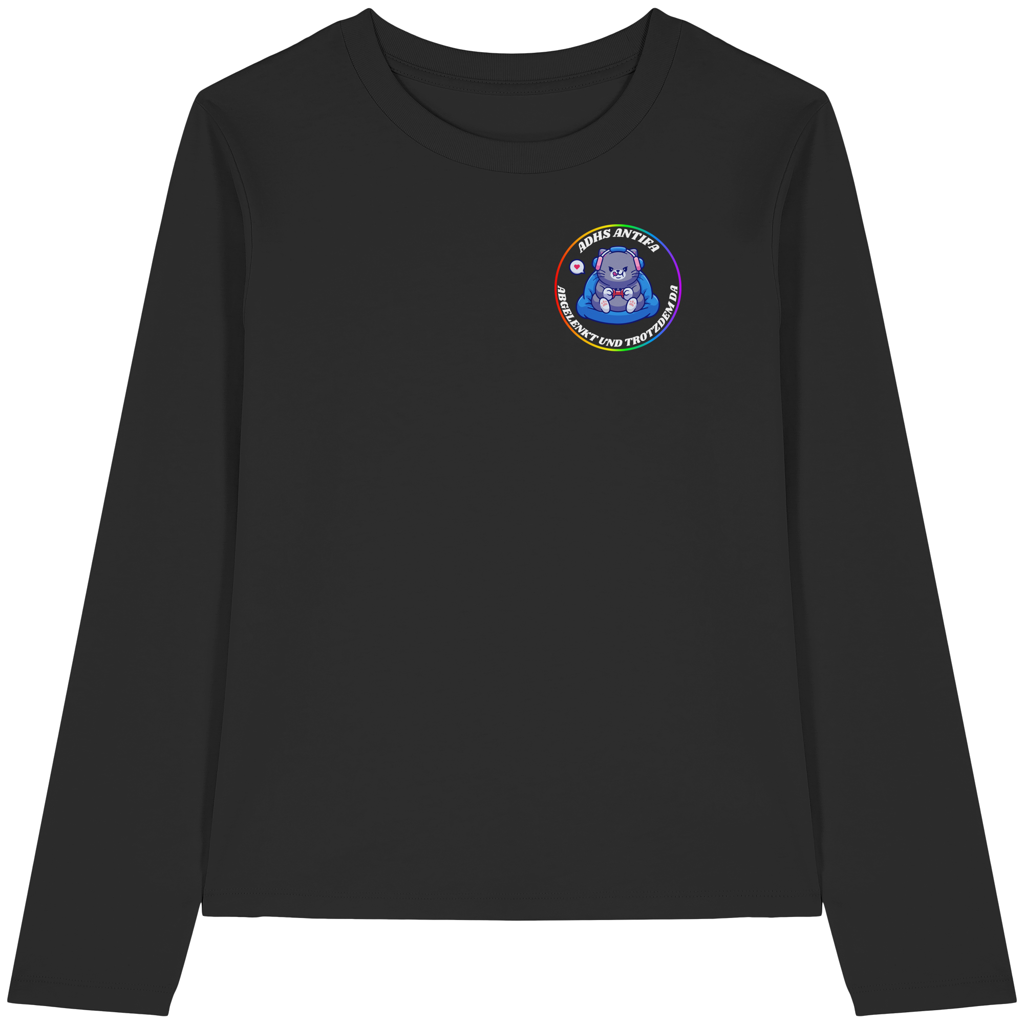 ADHS Antifa: Abgelenkt und trotzdem da "Gamer Cat Edition" - Womens Organic Longsleeve T-Shirt