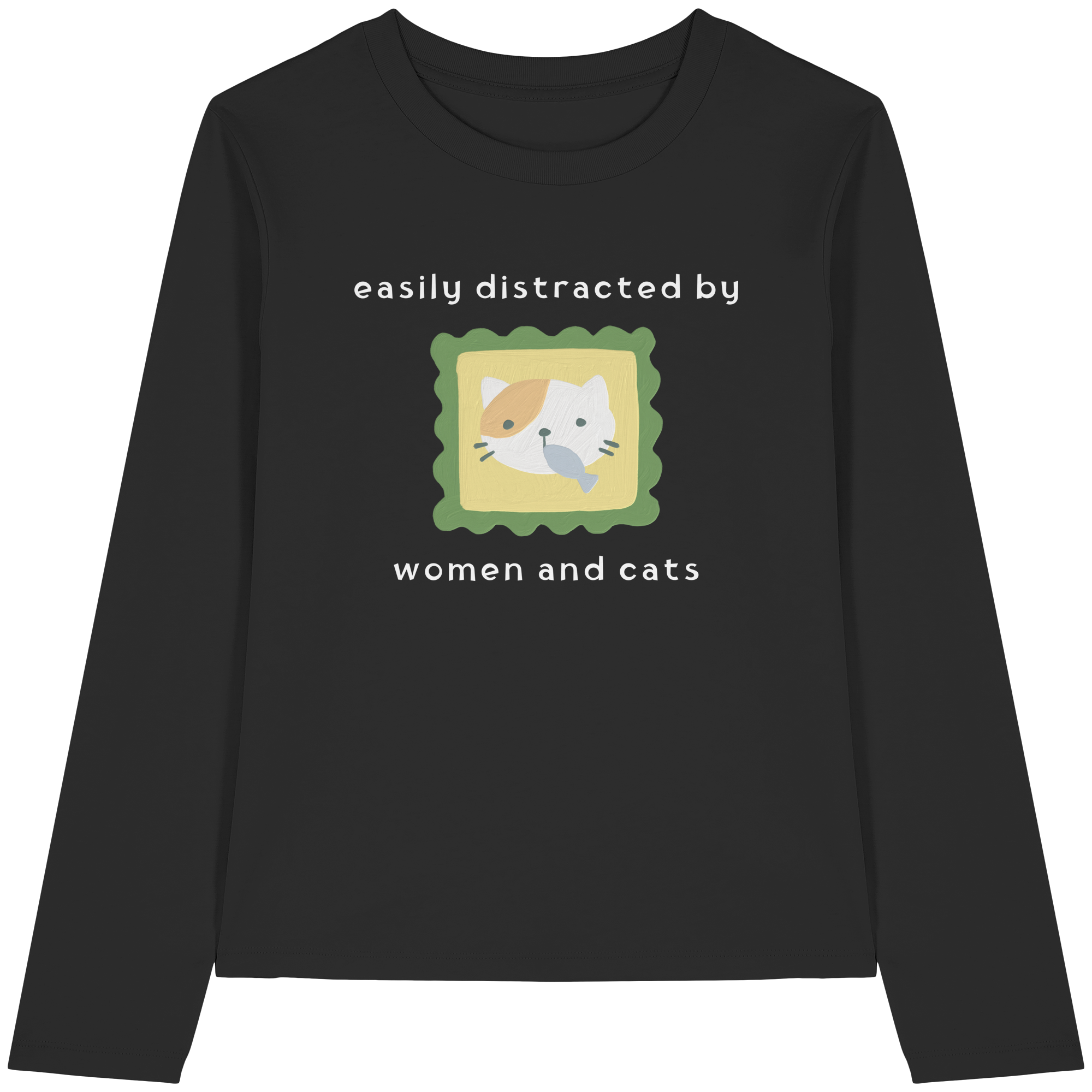 Easily Distracted by Women and Cats - Womens Organic Longsleeve T-Shirt
