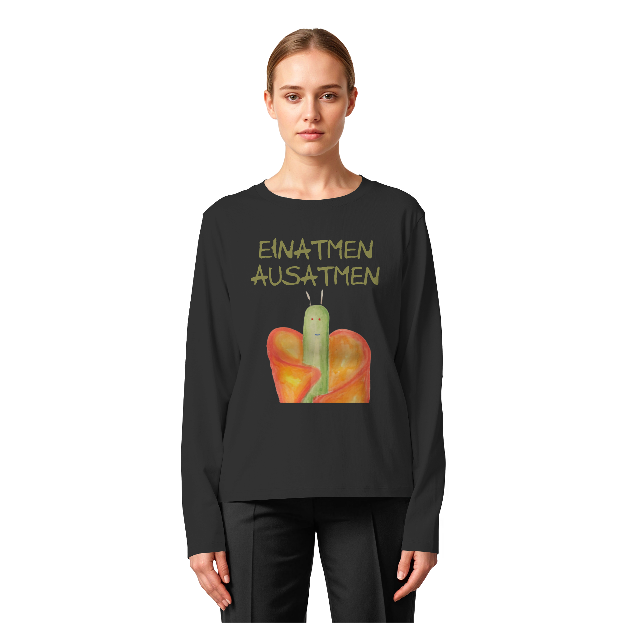 Einatmen Ausatmen "Schmetterline Jona Edition" - Womens Organic Longsleeve T-Shirt