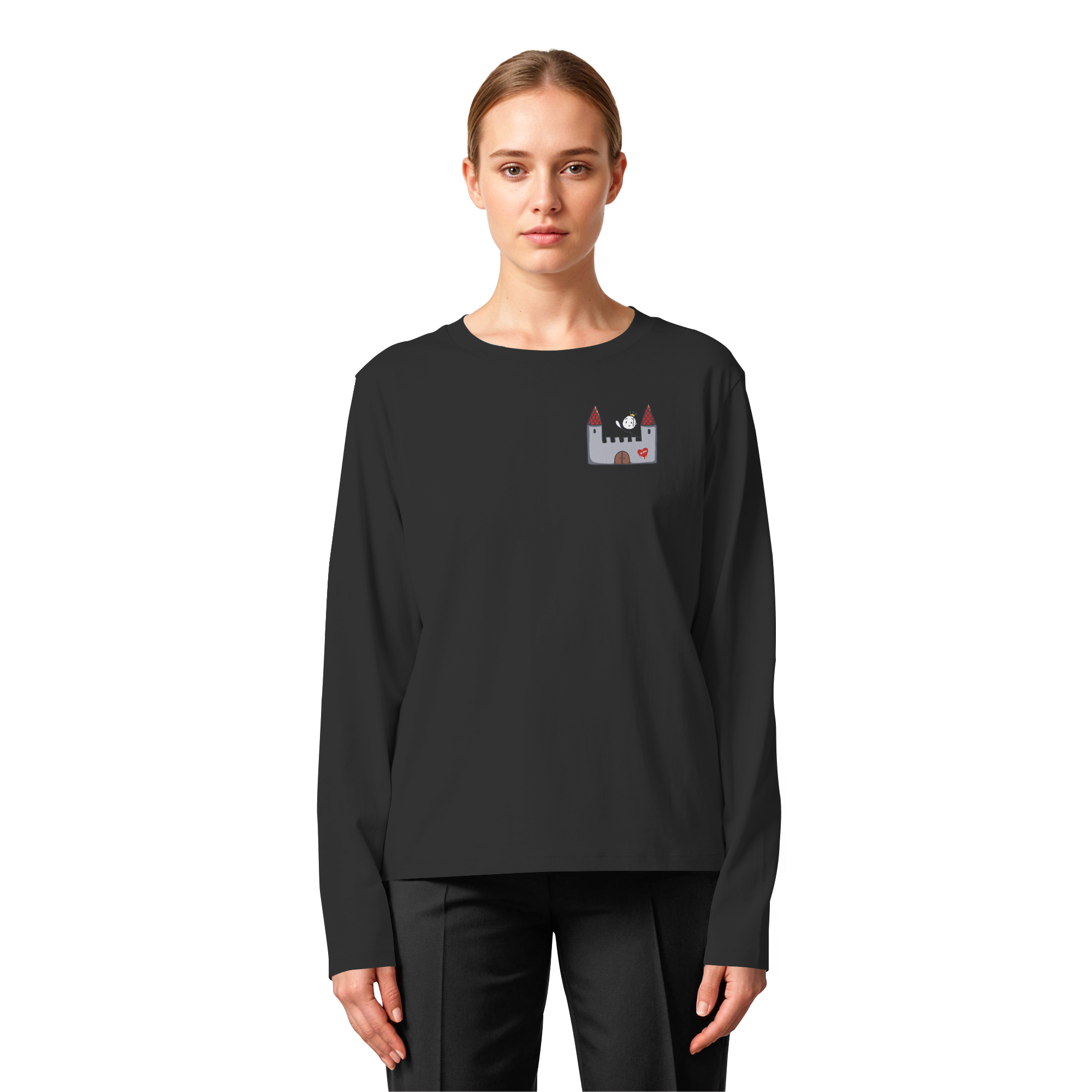 Seelenmännchen "Schloss Edition" Brustprint (dunkel) - Womens Organic Longsleeve T-Shirt