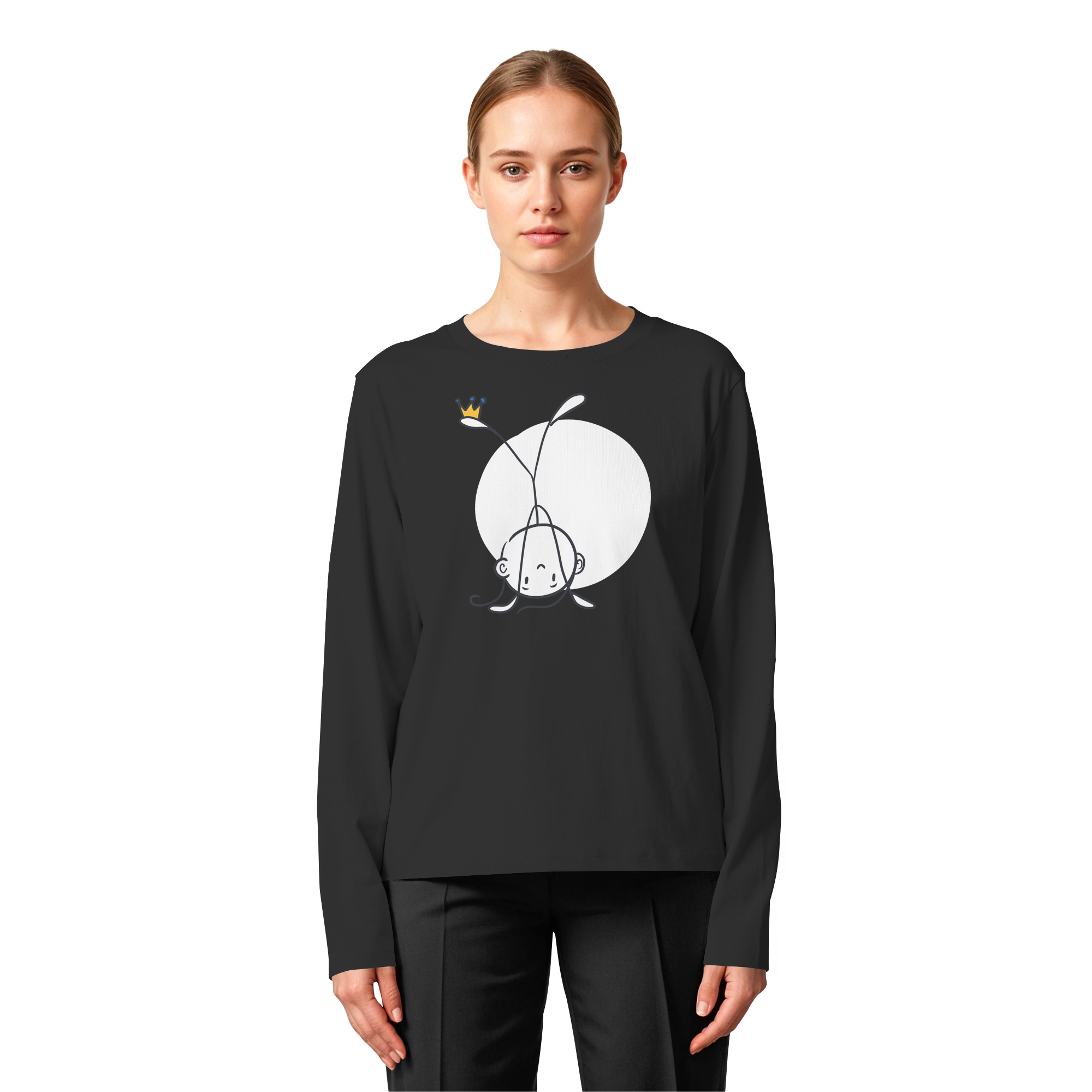 Seelenmännchen "Handstand Edition" Frontprint (dunkel) - Womens Organic Longsleeve T-Shirt