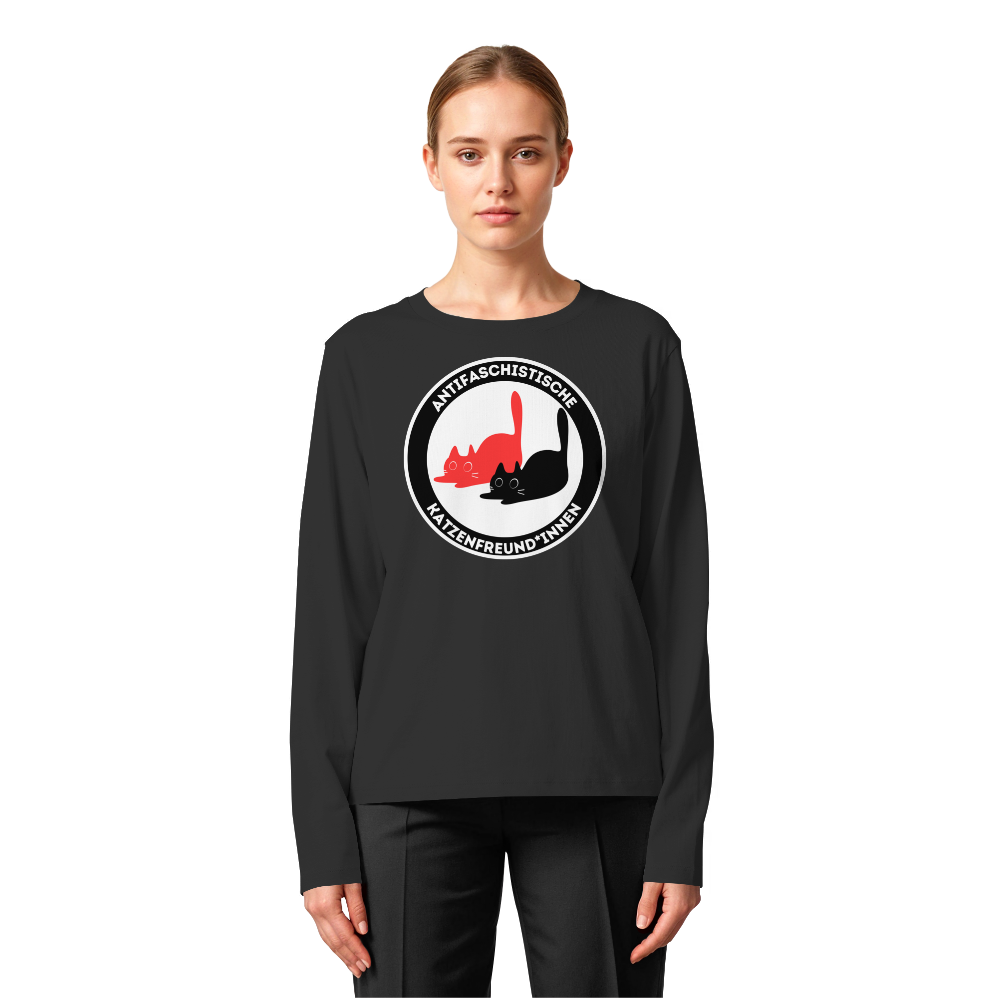 Antifaschistische Katzenfreund*innen - Womens Organic Longsleeve T-Shirt