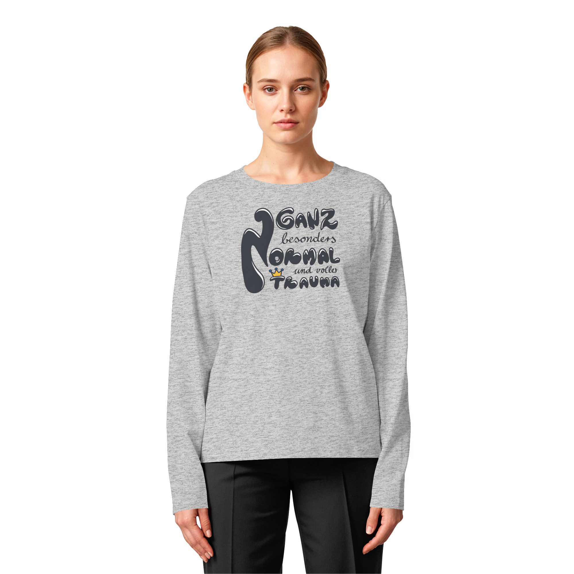Ganz besonders Normal und voller Trauma "Schwarze Edition" - Womens Organic Longsleeve T-Shirt