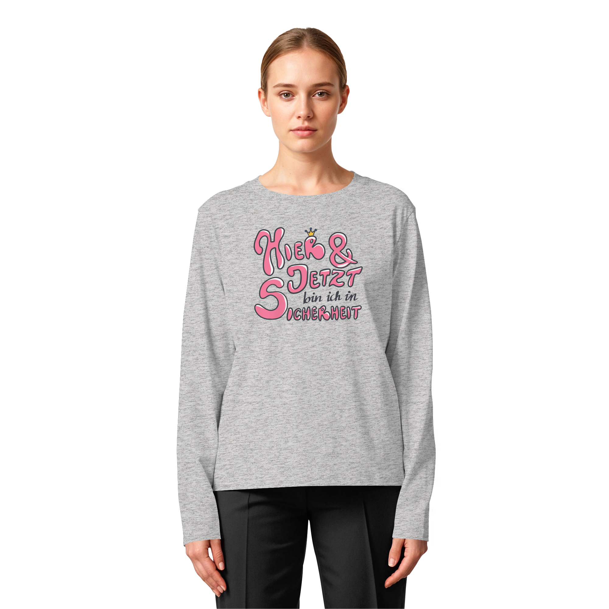 Hier und jetzt bin ich in Sicherheit "Pinke Edition" - Womens Organic Longsleeve T-Shirt