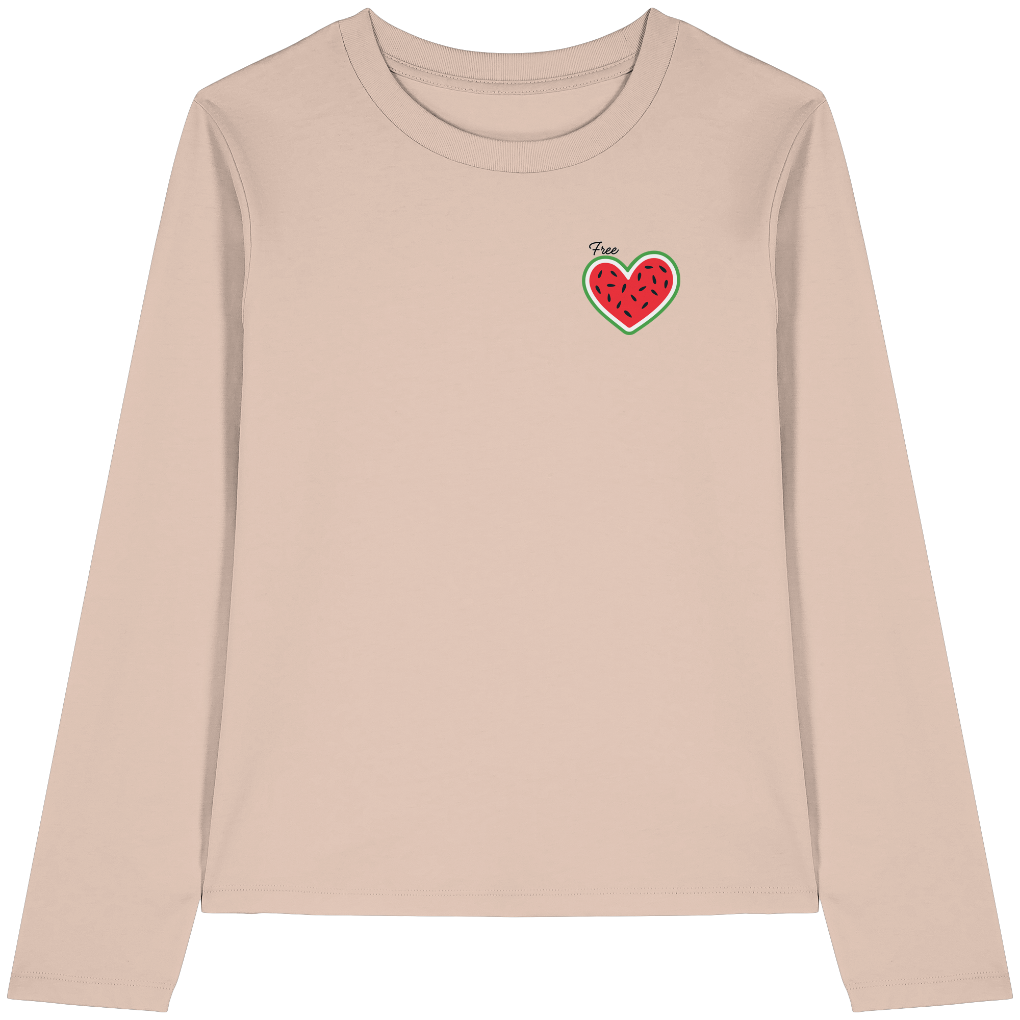 Free Palestine "Melon Heart Edition" - Womens Organic Longsleeve T-Shirt