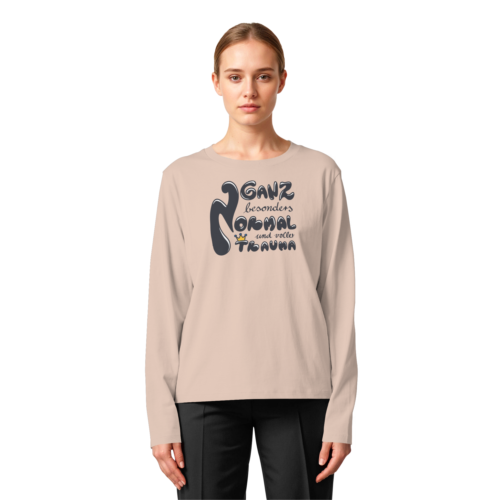Ganz besonders Normal und voller Trauma "Schwarze Edition" - Womens Organic Longsleeve T-Shirt