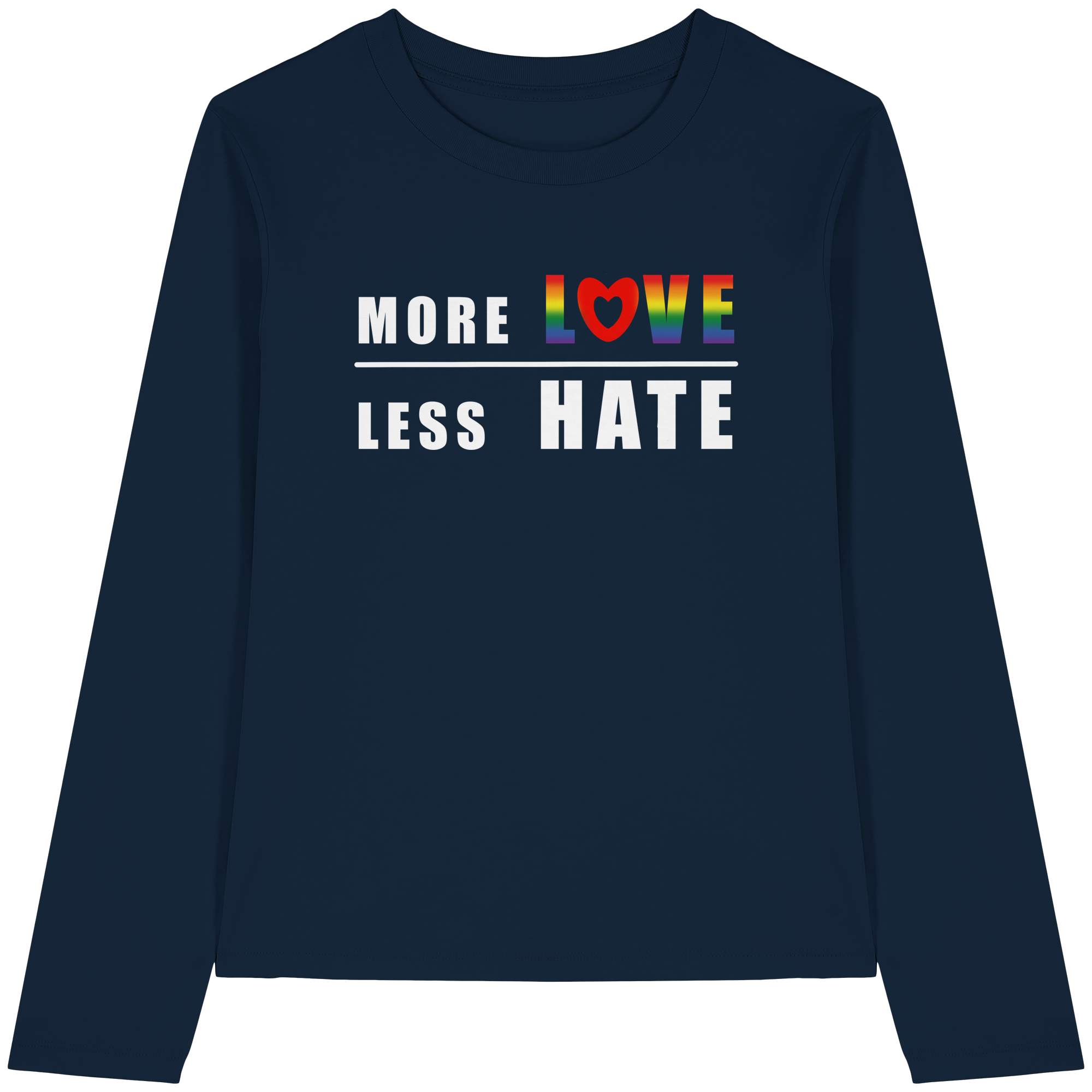 More Love Less Hate "Rainbow Edition" - Womens Organic Longsleeve T-Shirt