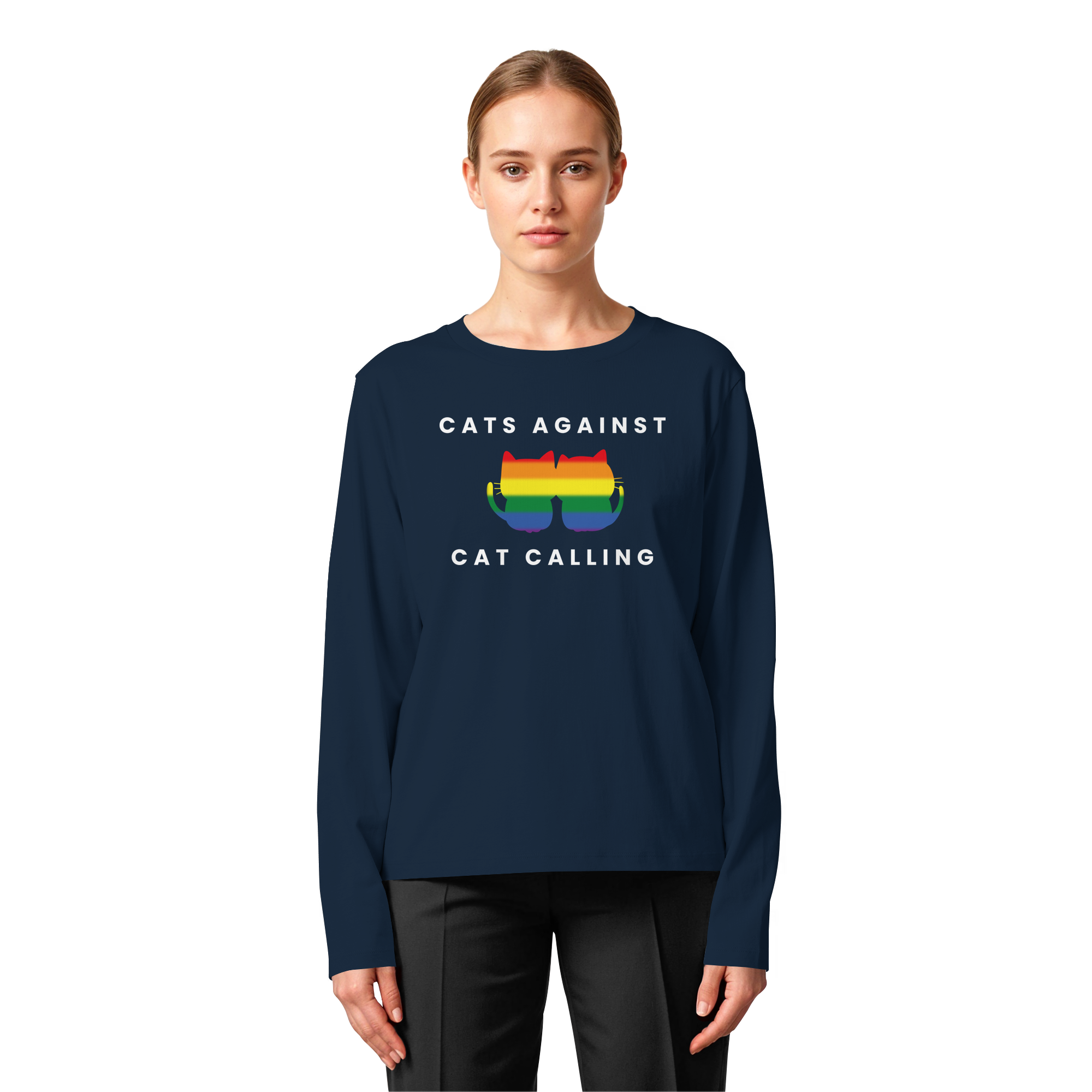 Cats Against Catcalling "Rainbow Edition" - Womens Organic Longsleeve T-Shirt
