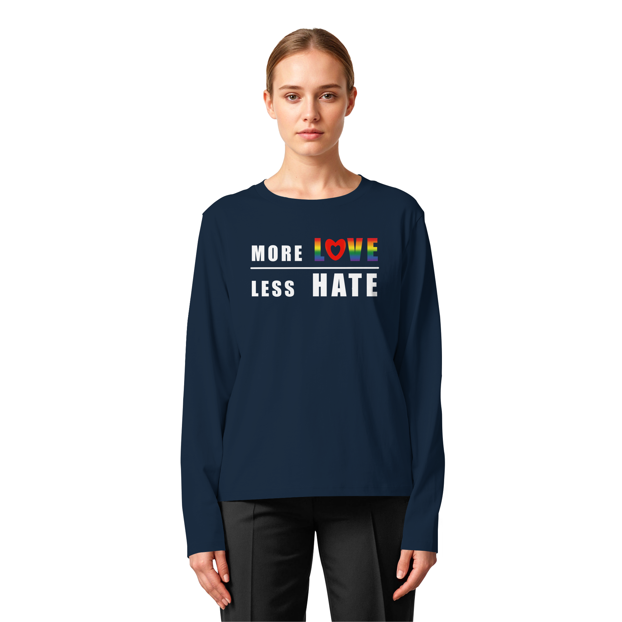 More Love Less Hate "Rainbow Edition" - Womens Organic Longsleeve T-Shirt