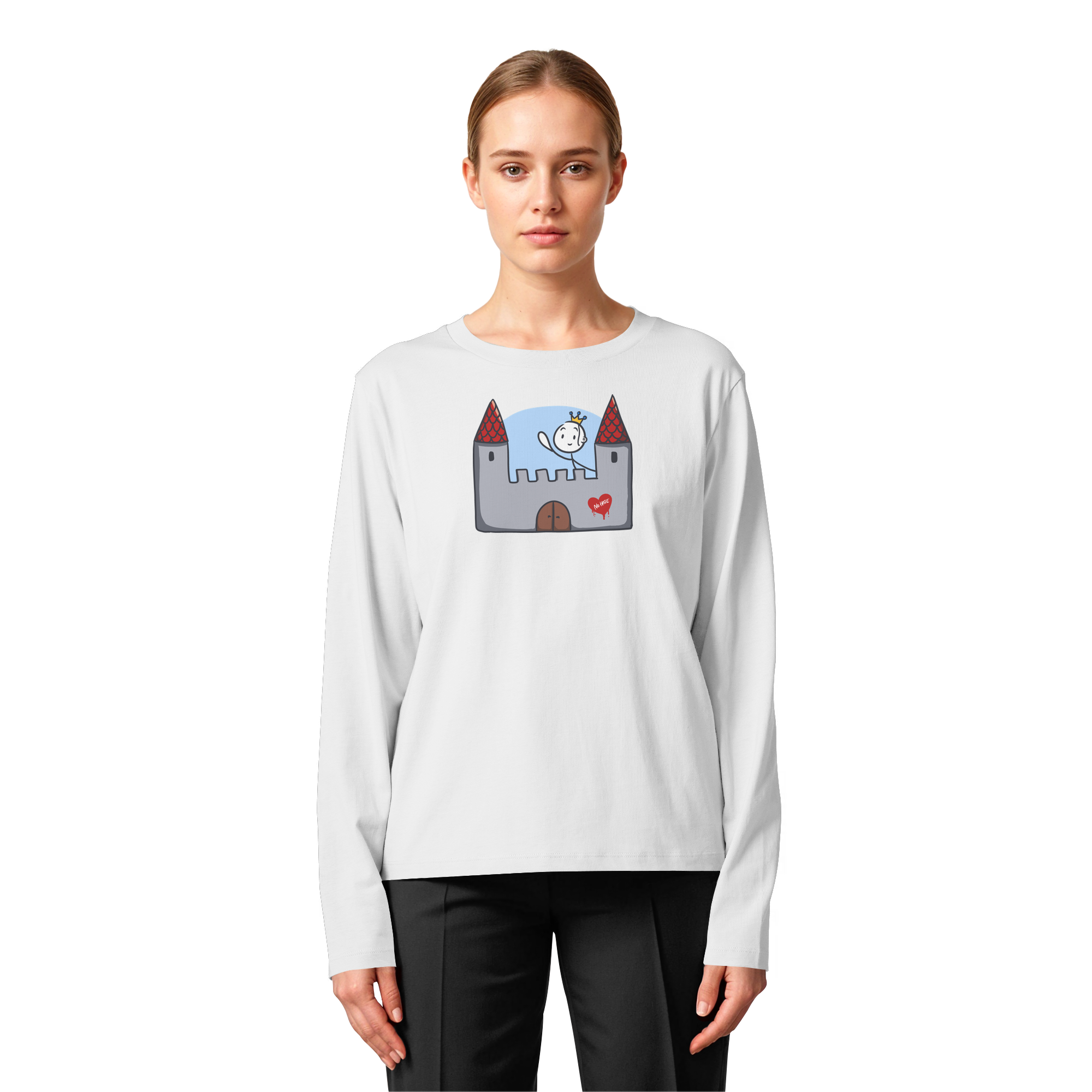 Seelenmännchen "Schloss Edition" Frontprint (hell) - Womens Organic Longsleeve T-Shirt