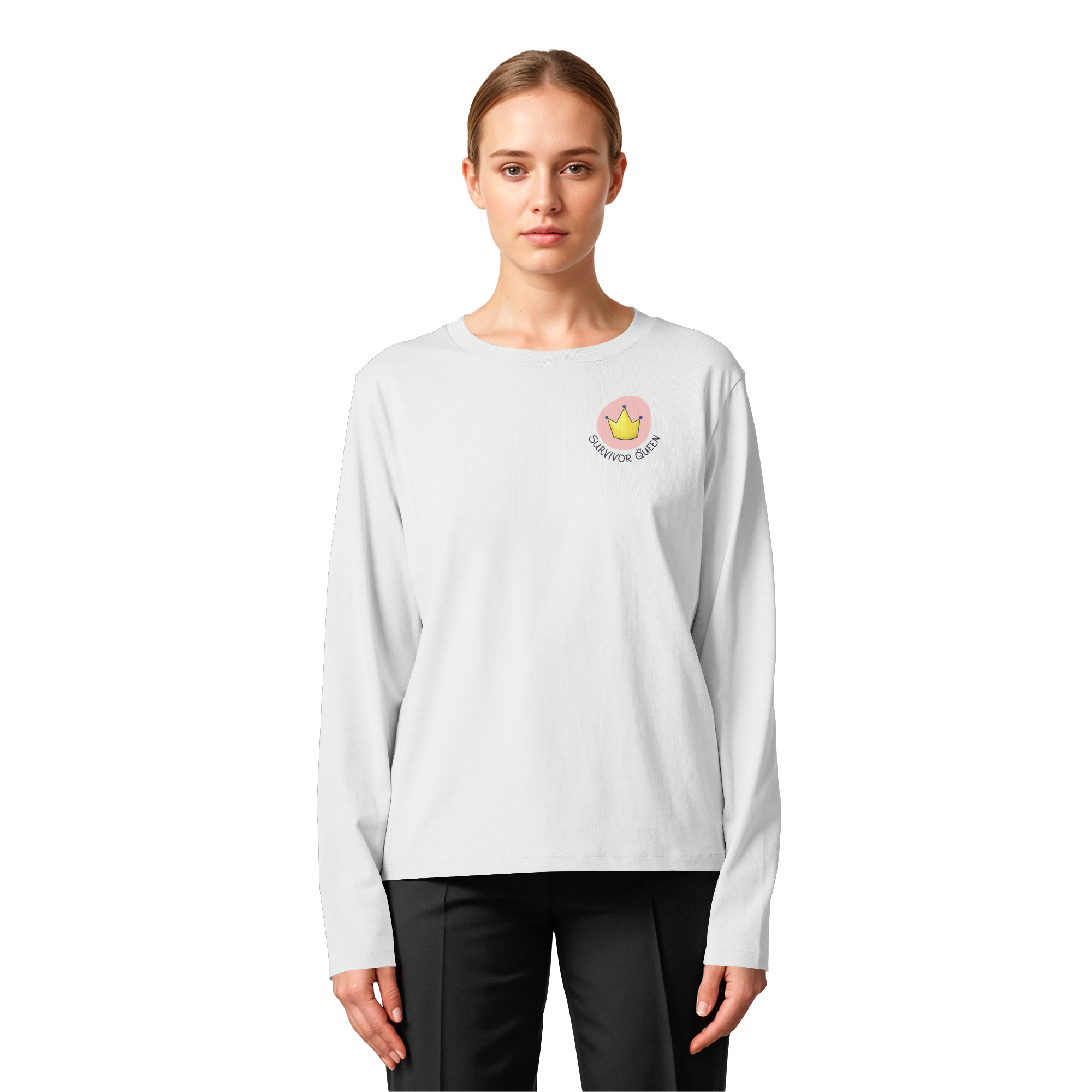 Survivor Queens Logo "Schriftzug Edition" Brustprint (hell) - Womens Organic Longsleeve T-Shirt