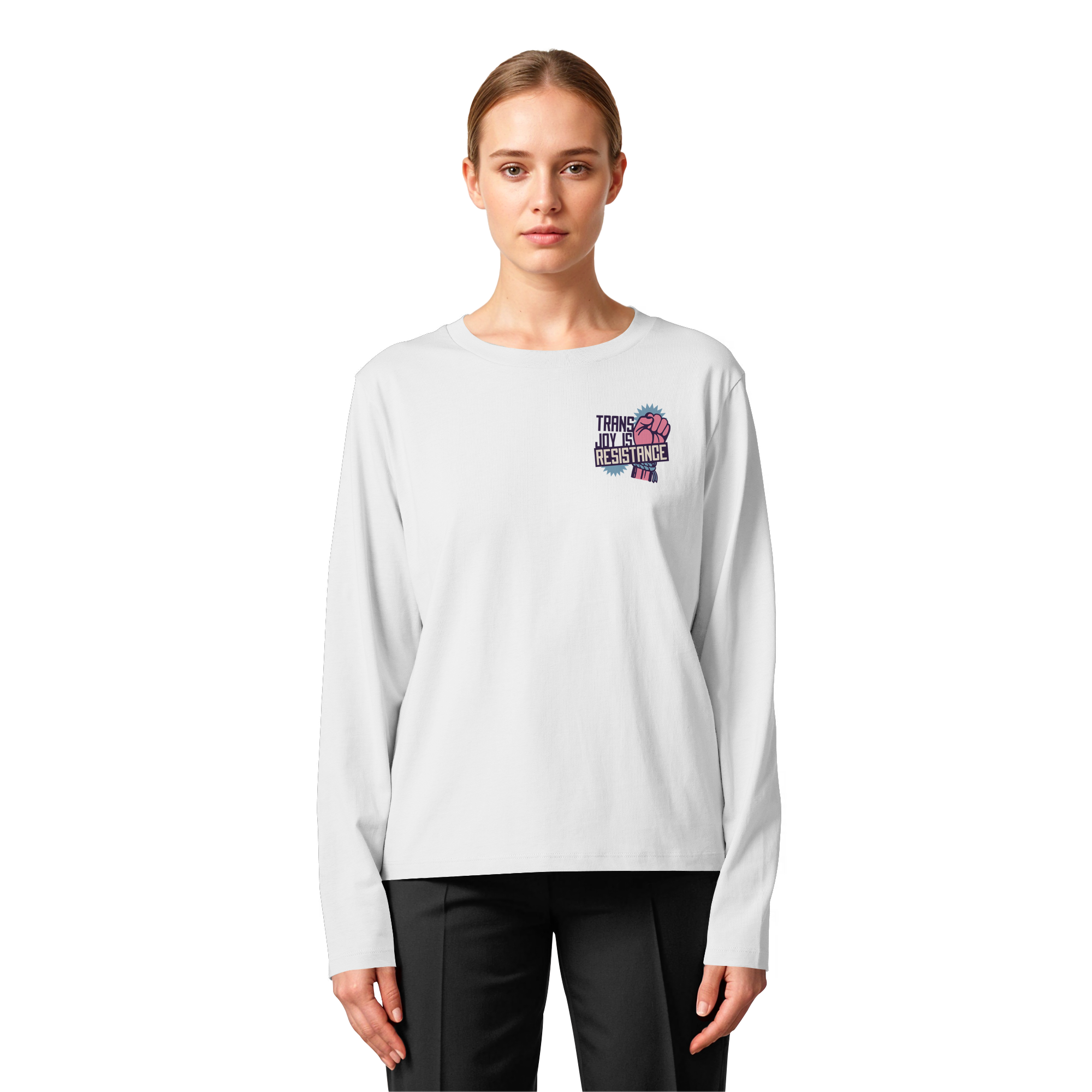 Trans Joy Is Resistance "Raised Fist Edition" - Womens Organic Longsleeve T-Shirt