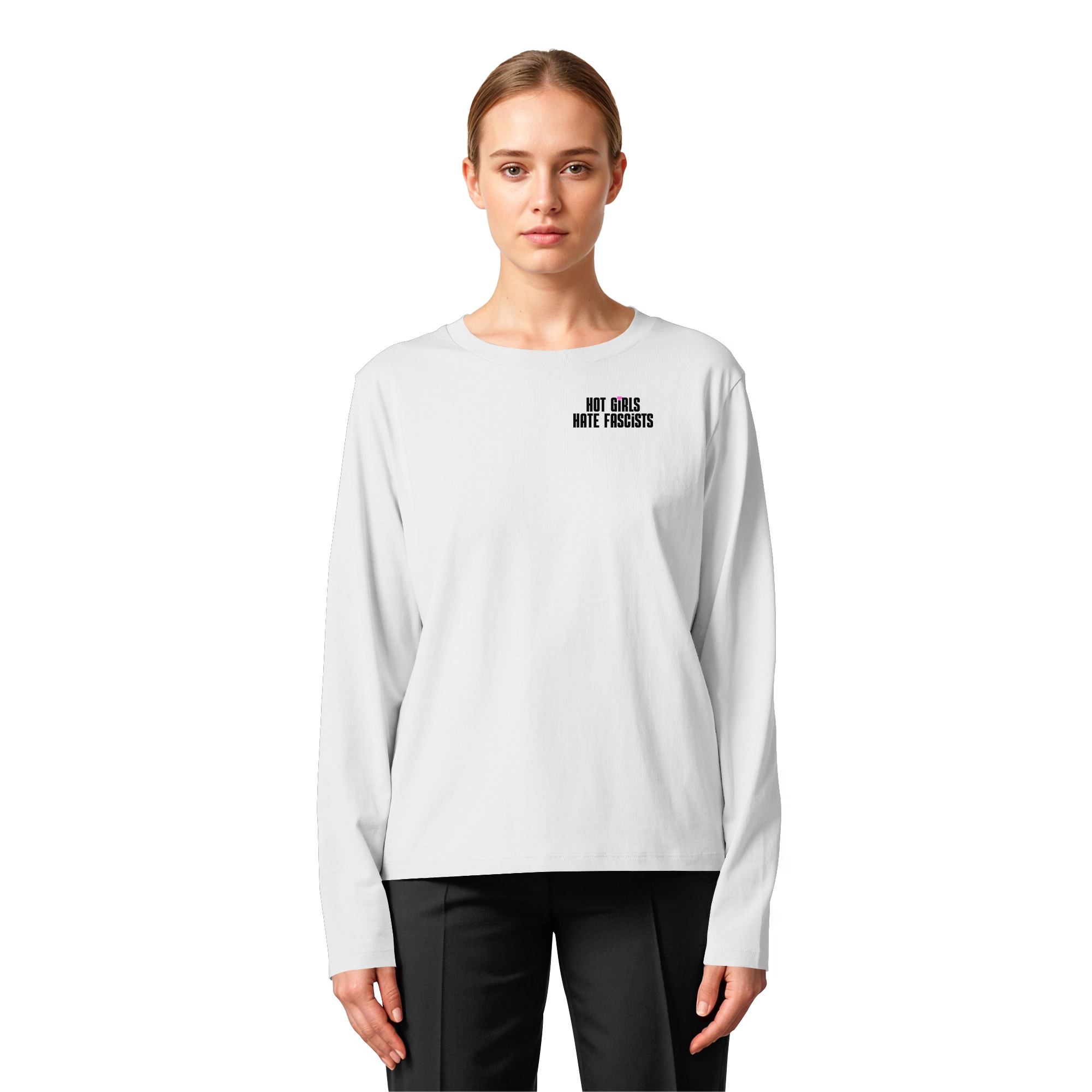 Hot Girls Hate Fascists (hell) - Womens Organic Longsleeve T-Shirt