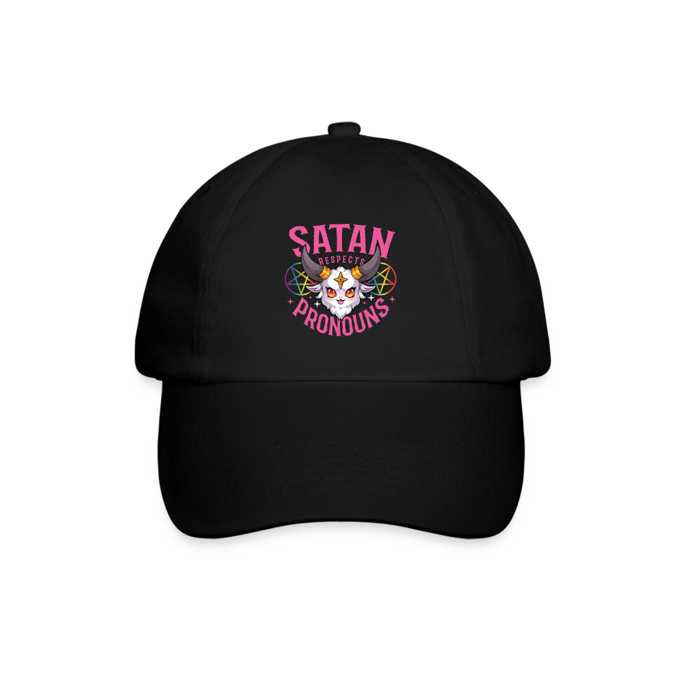 Satan Respects Pronouns Baseballkappe - Schwarz/Schwarz