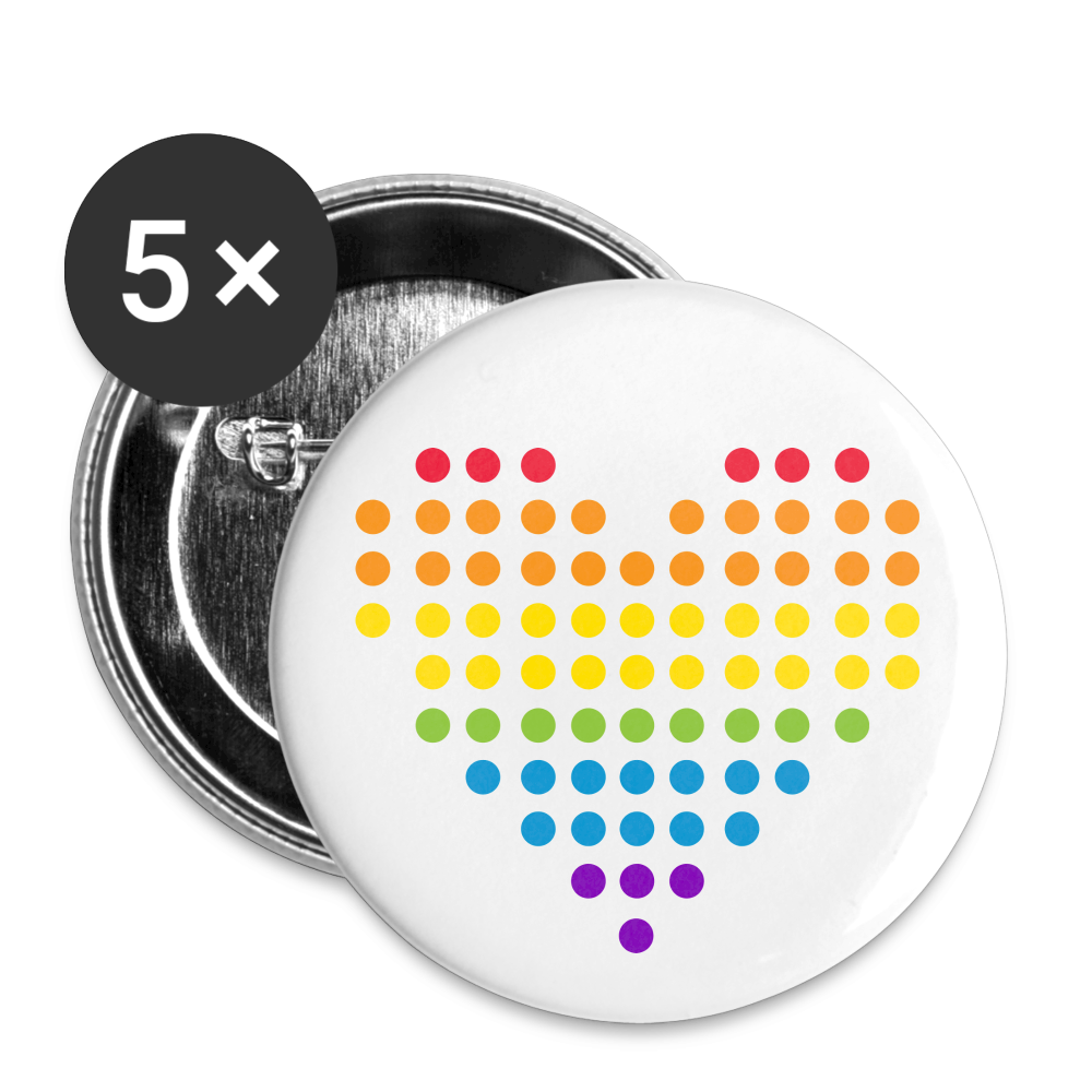 Punktherz Buttons klein 5x - weiß