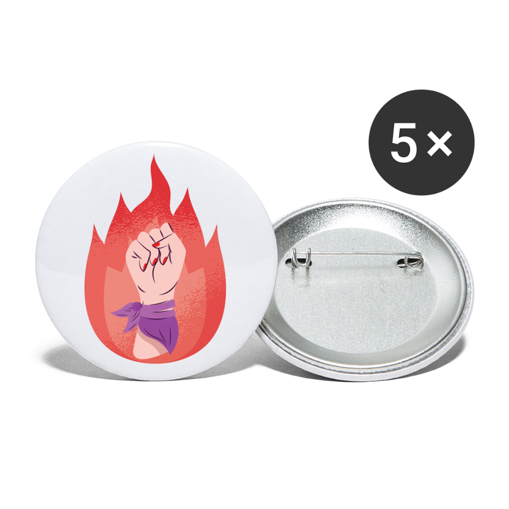 Flammenfaust Buttons klein 5x - weiß