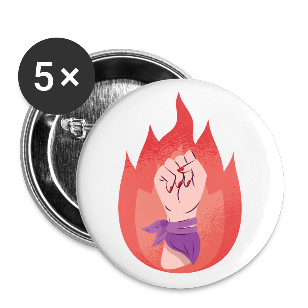 Flammenfaust Buttons klein 5x - weiß