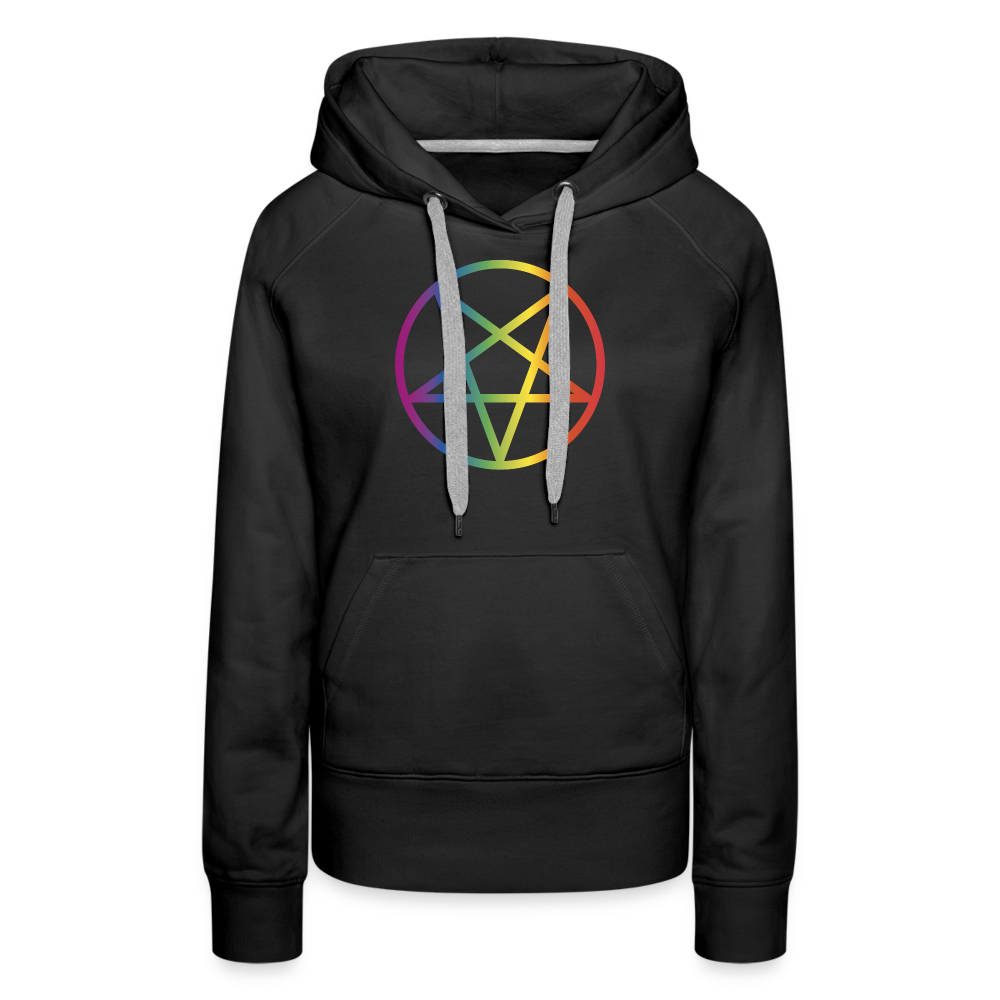 Regenbogen Pentagramm "Frauen" Hoodie - Schwarz